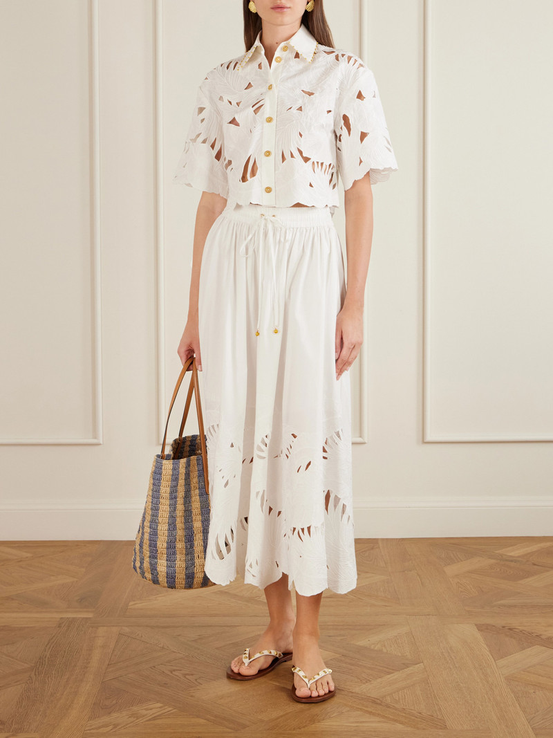 Zimmermann Mahon Embroidered Cotton Midi Skirt outlook