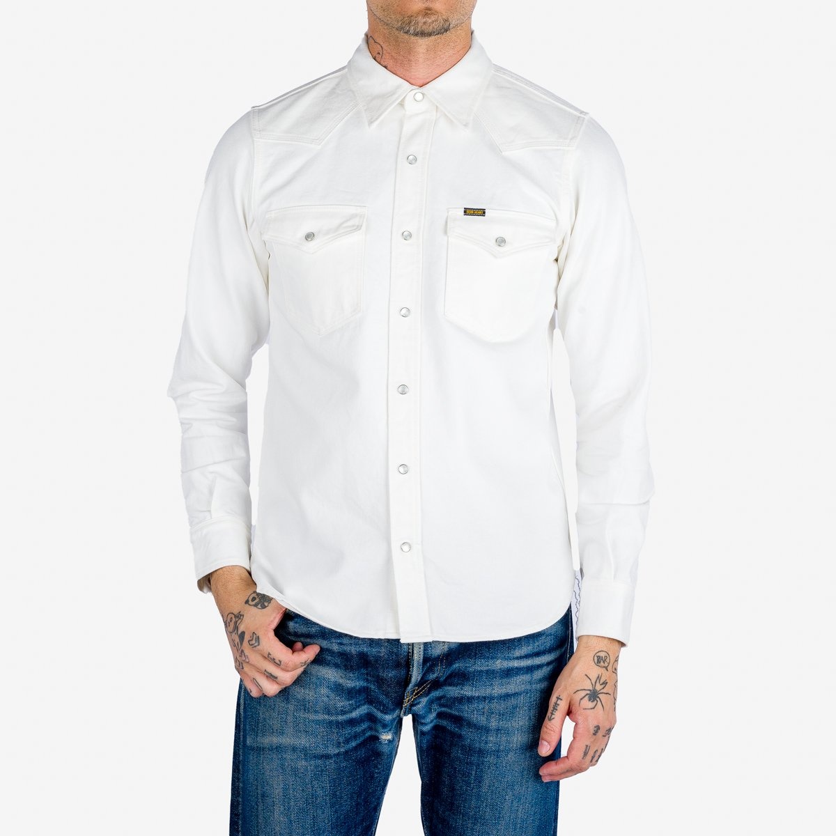 IHSH-384-WHT 13.5oz Denim Western Shirt - White - 2