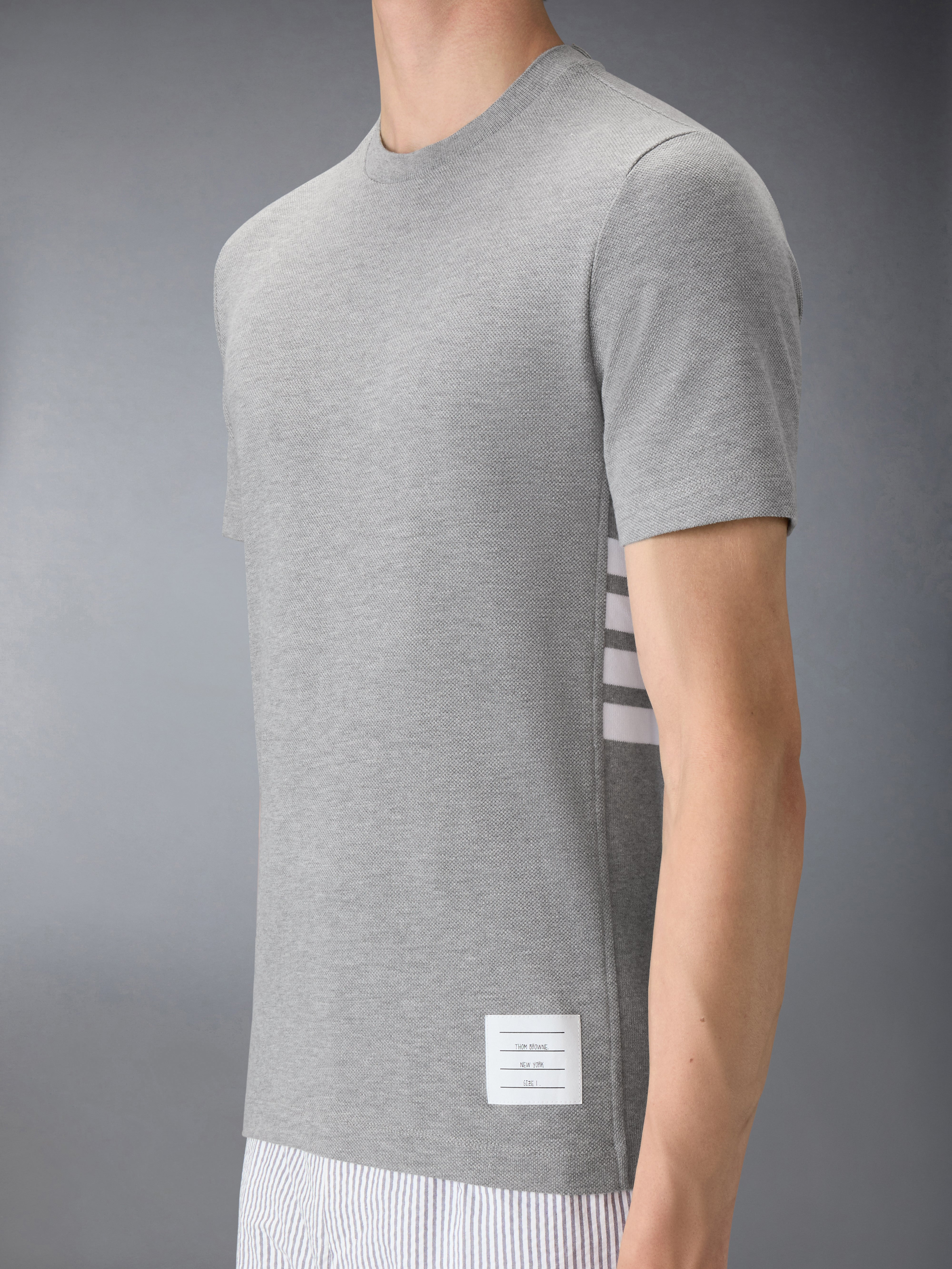 Light Grey Classic Pique Rib Side Insert 4-Bar T-shirt - 6
