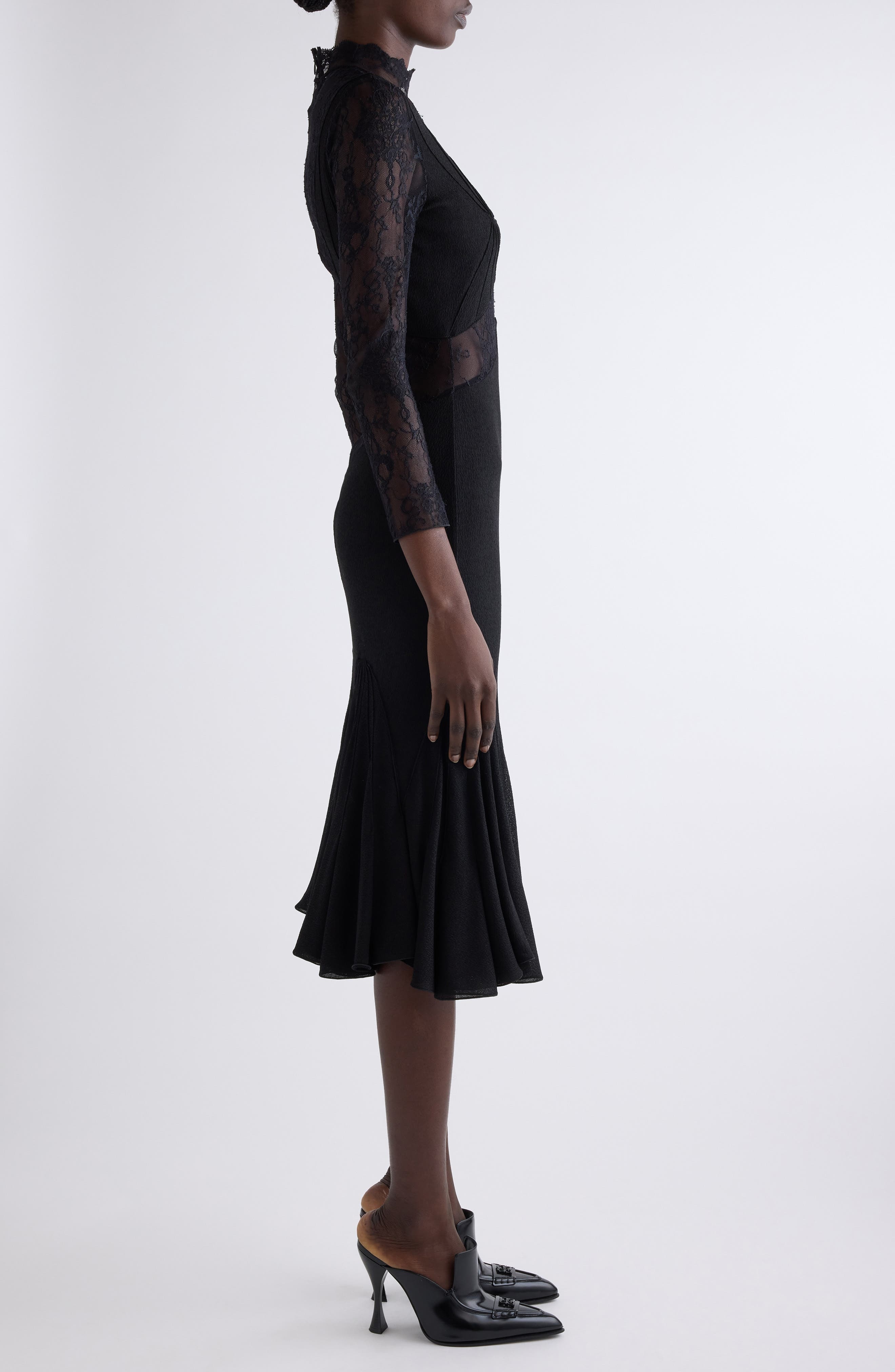 Givenchy Fan Seam Chandelier Lace & Jersey Dress in Black at Nordstrom - 3
