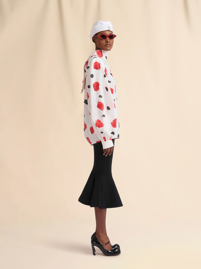 WHITE POPLIN BALLOON TOP WITH IRIS PRINT - 5