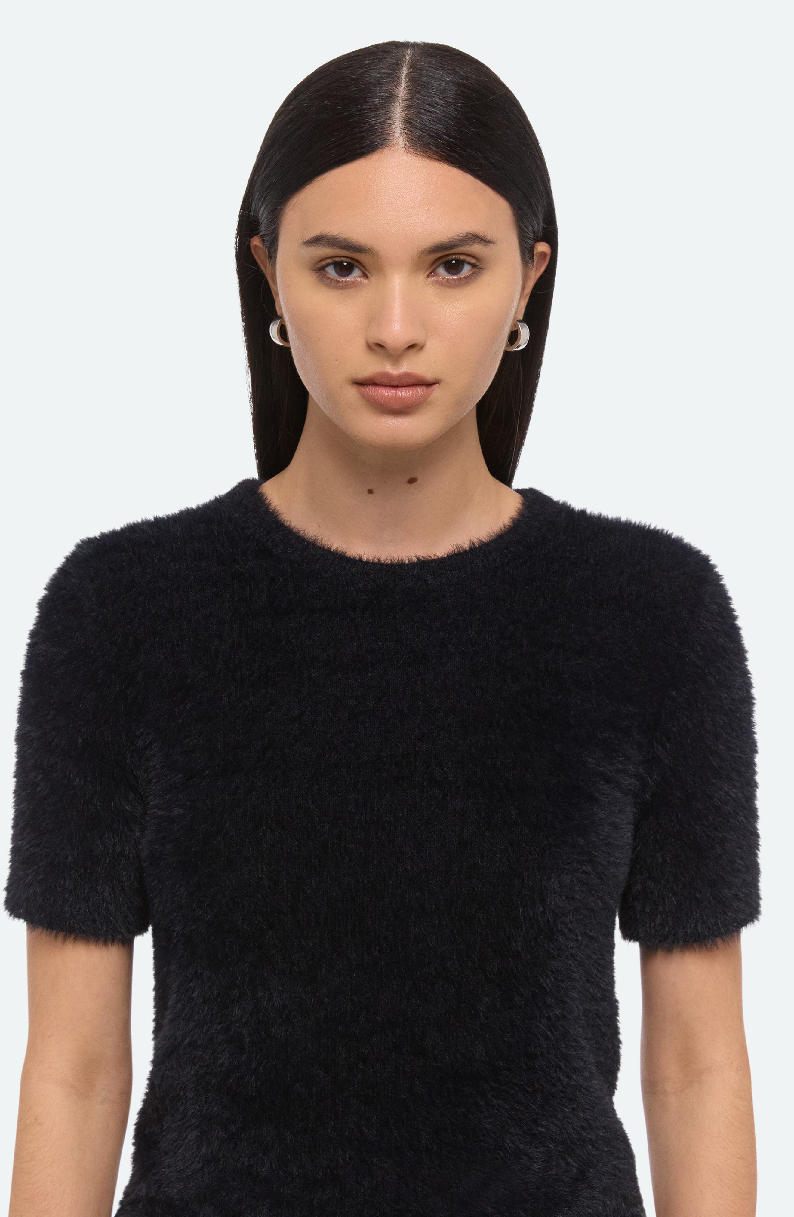Helmut Lang Eyelash Faux Fur Crop Top in Black at Nordstrom - 3