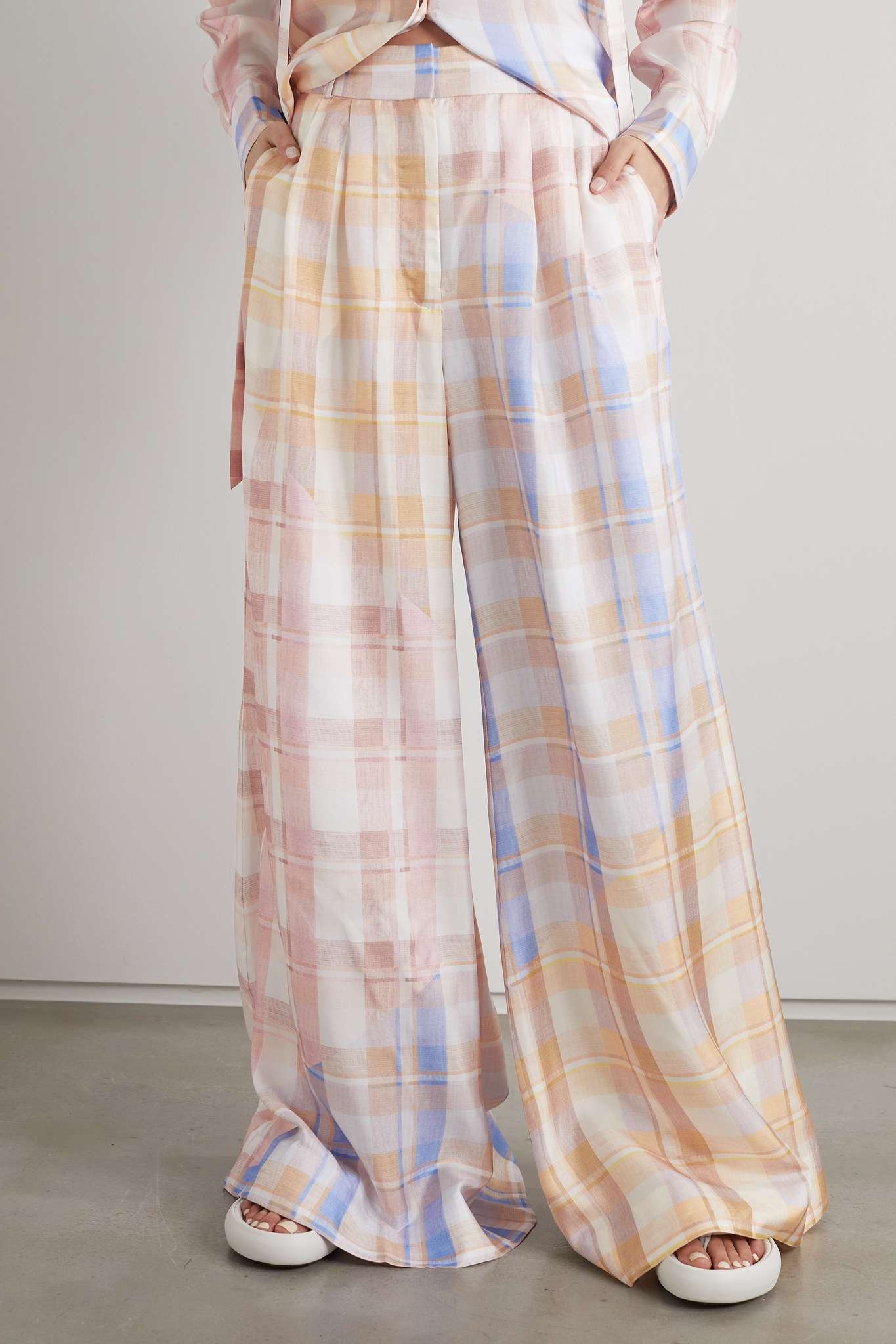 Dancer checked silk wide-leg pants - 3