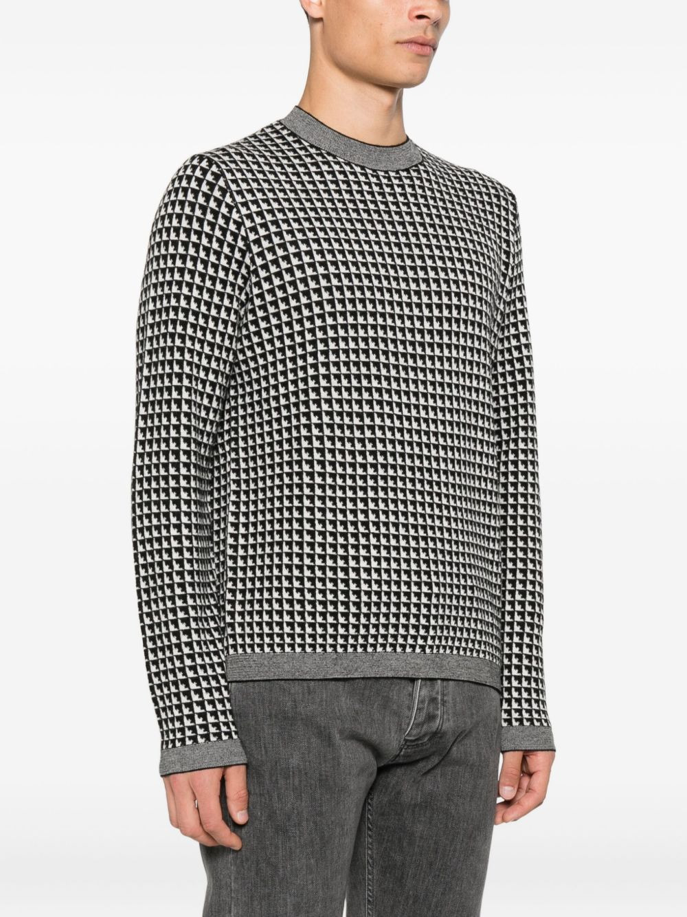 geometric-pattern wool sweater - 3