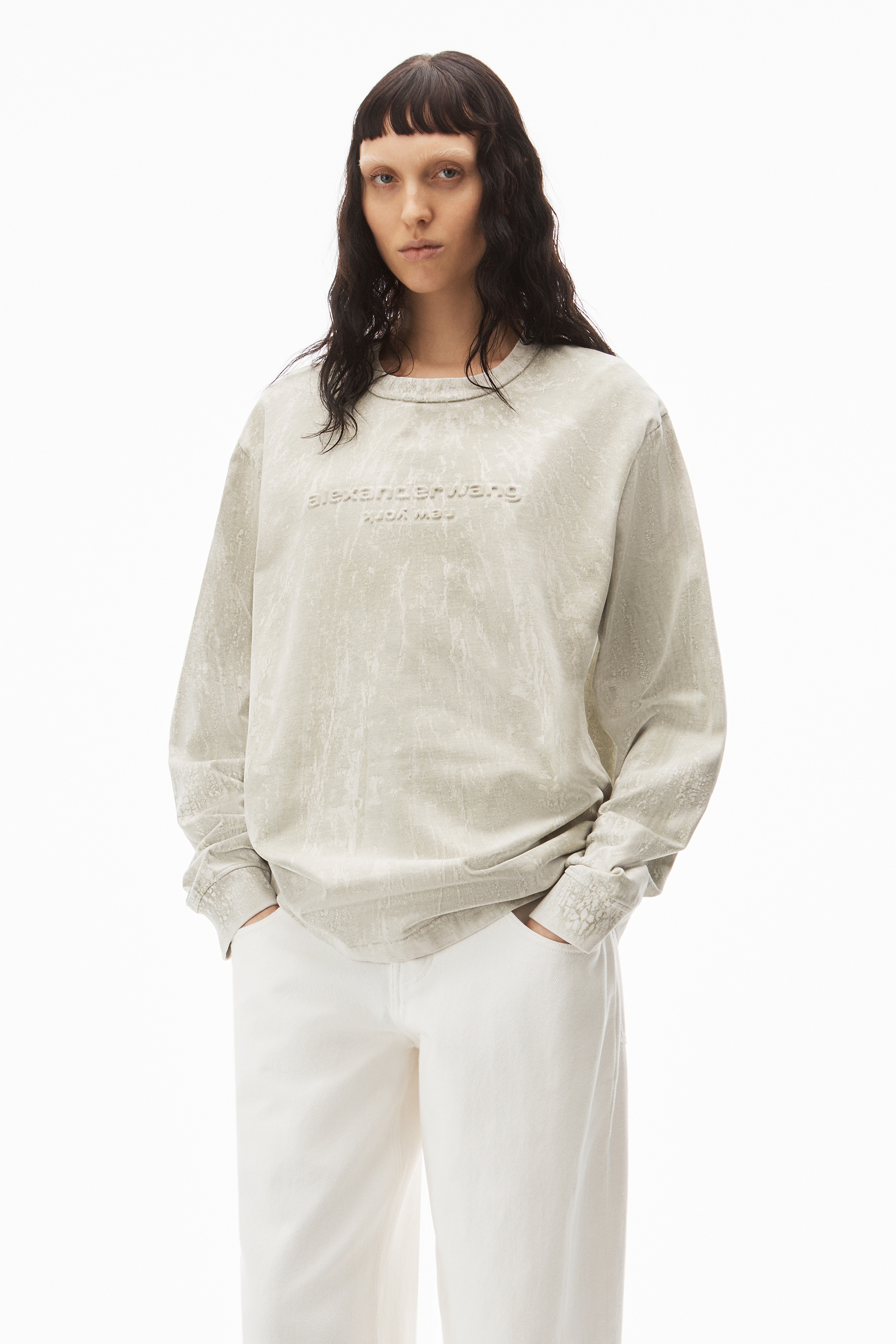 PLASTER DYED LONG SLEEVE IN COMPACT JERSEY - 2
