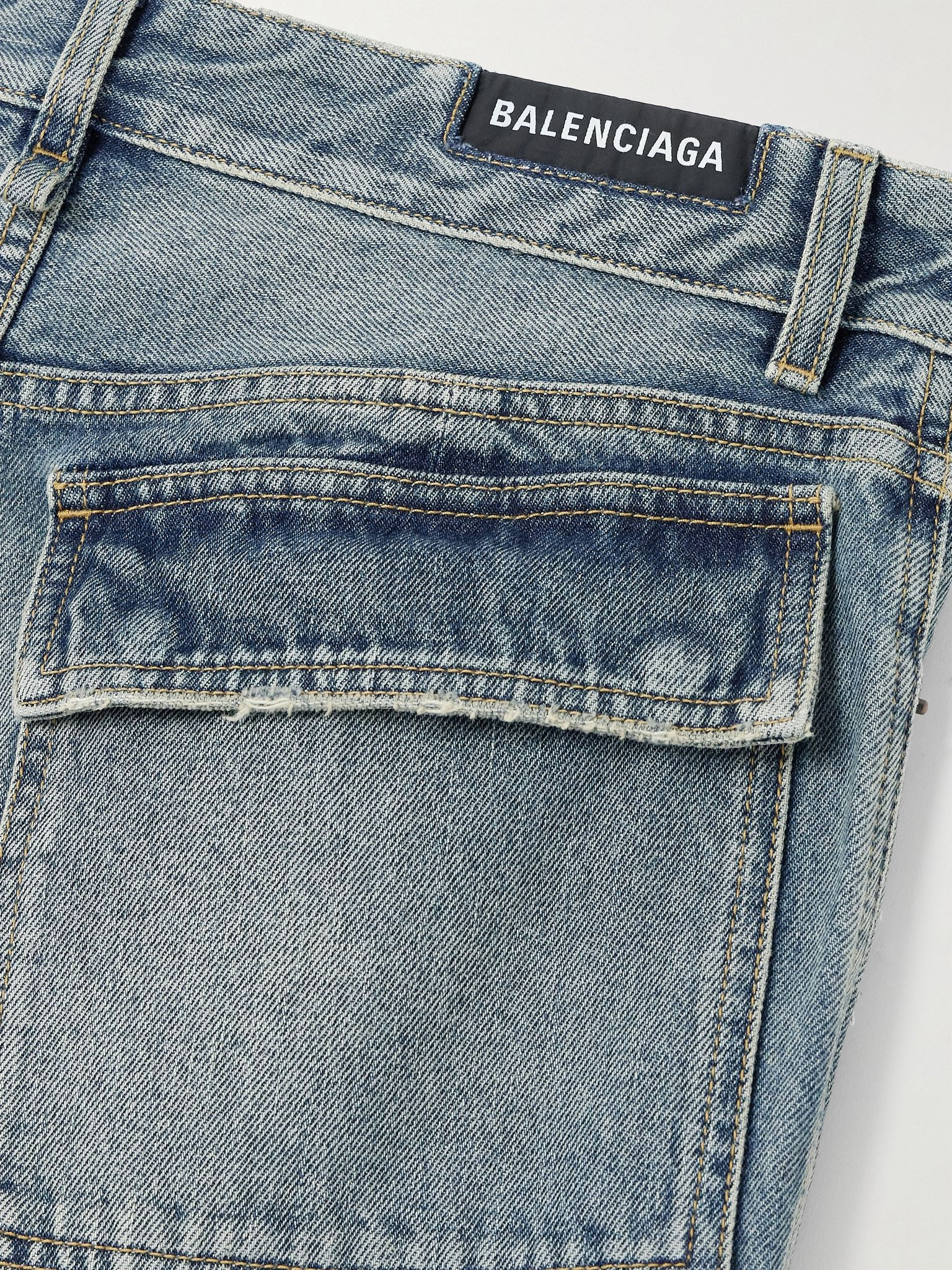 Mid-rise wide-leg cargo jeans Blue - 6