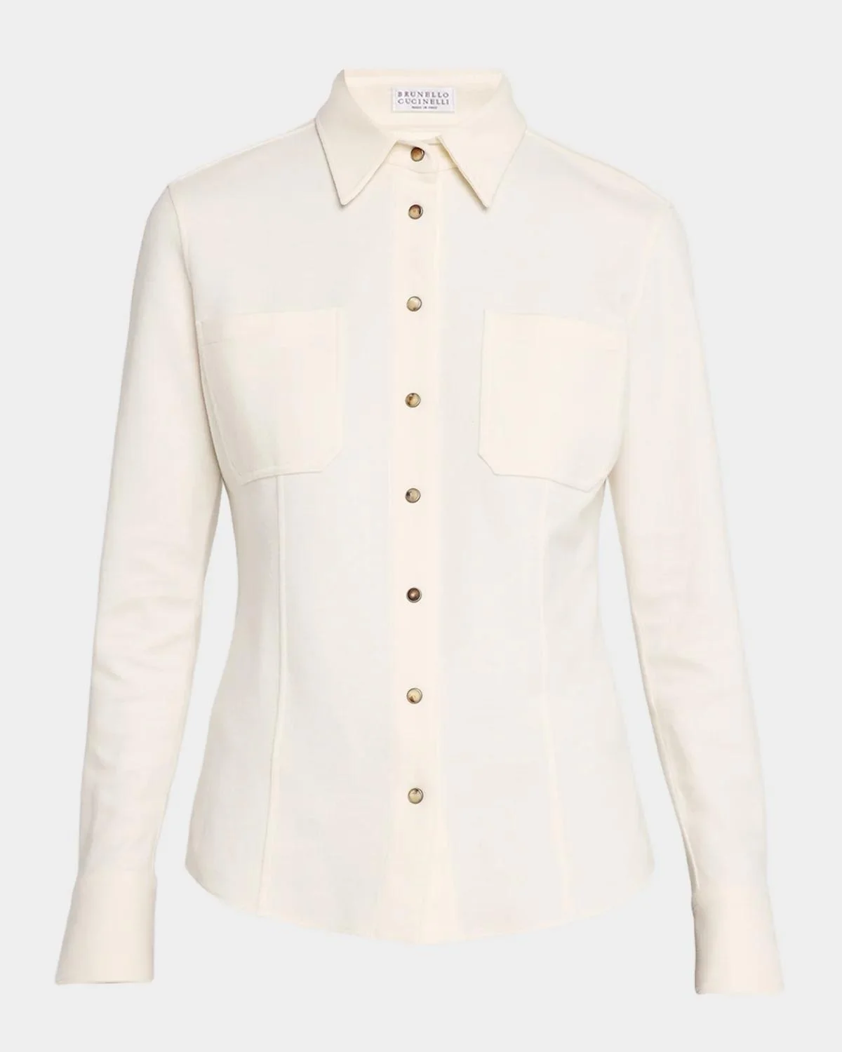 Cashmere-Cotton Fleece Button-Up Shirt - 1