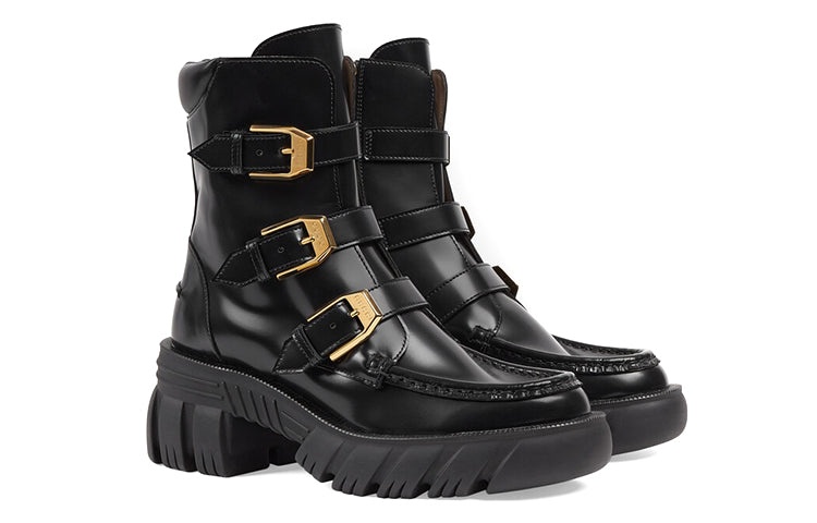 (WMNS) Gucci Leather Ankle Boots 'Black' 663590-DKSD0-1000 - 3