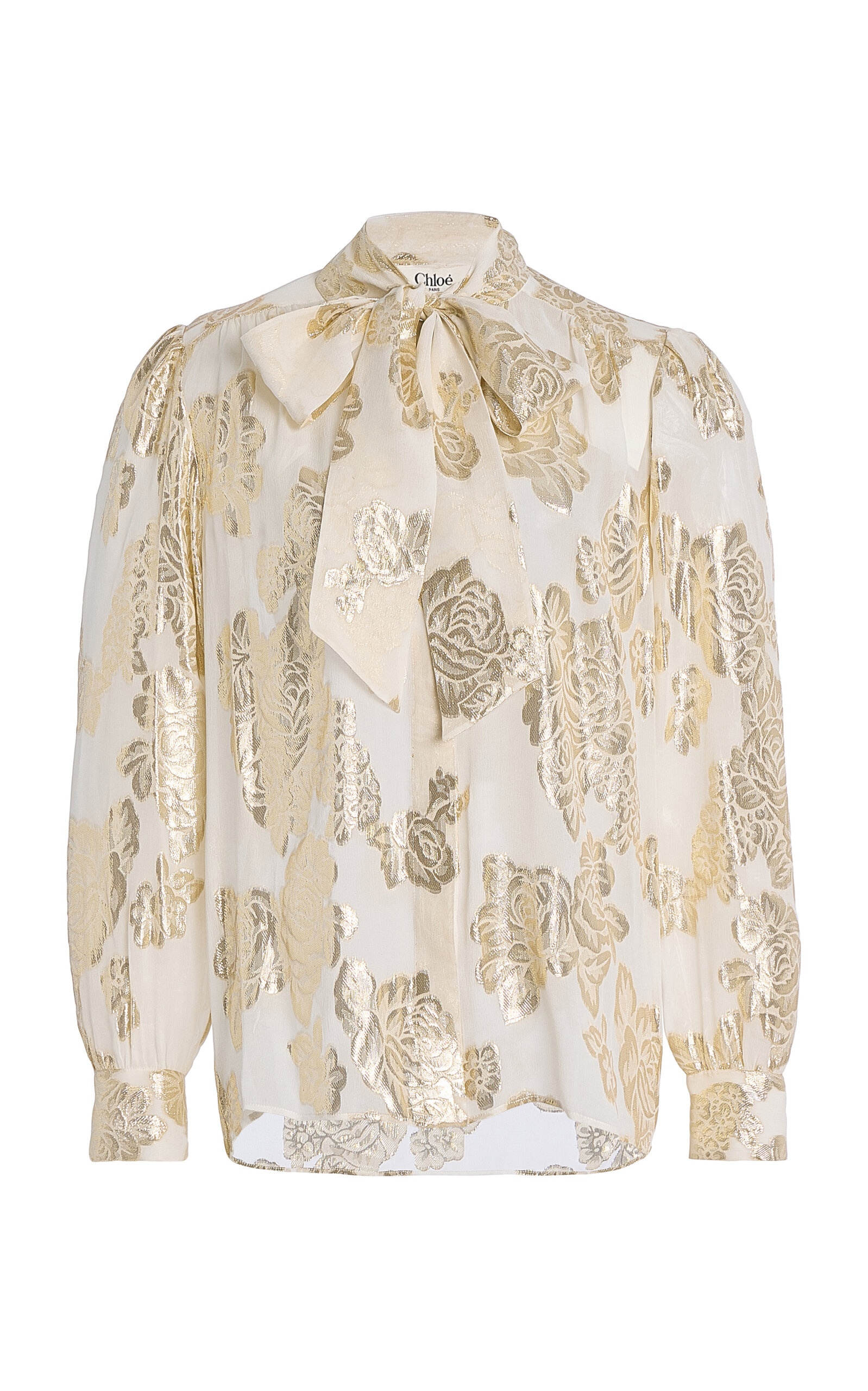 Metallic Silk Jacquard Top white - 1
