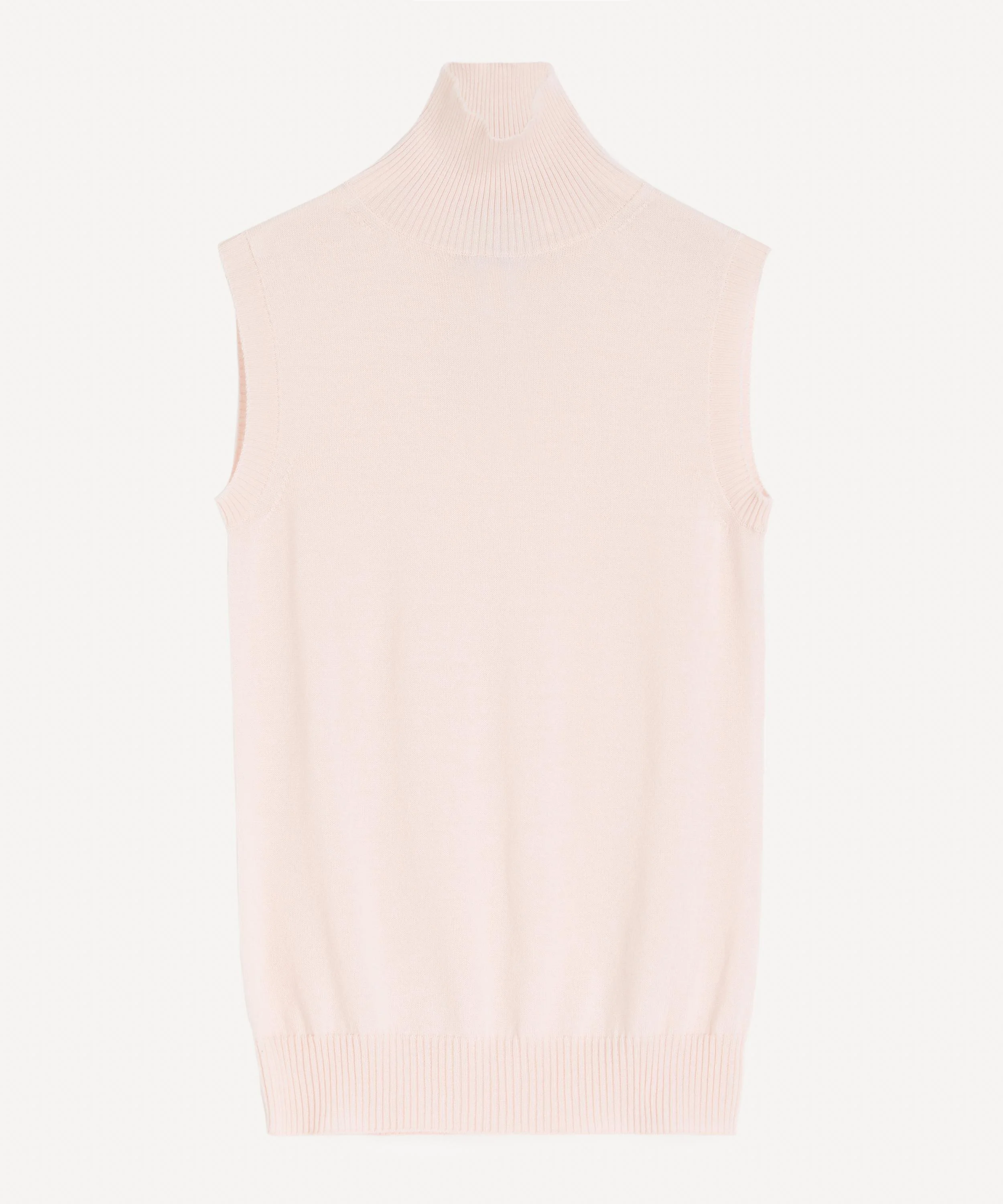 Pink Wool Roll-Neck Sleeveless Sweater - 1