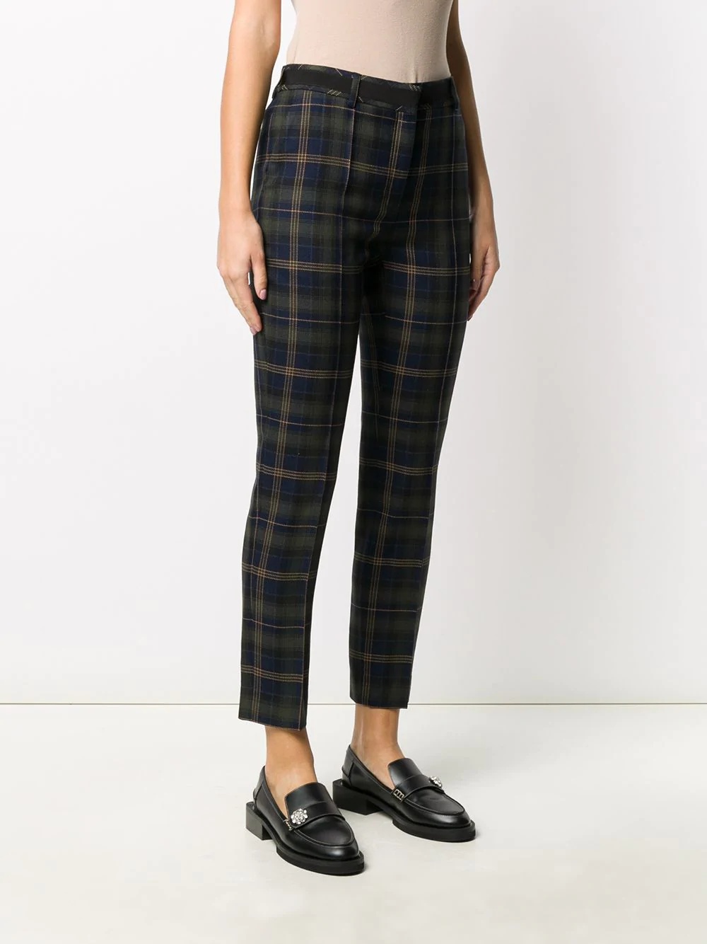 plaid fitted cropped trousers - 3