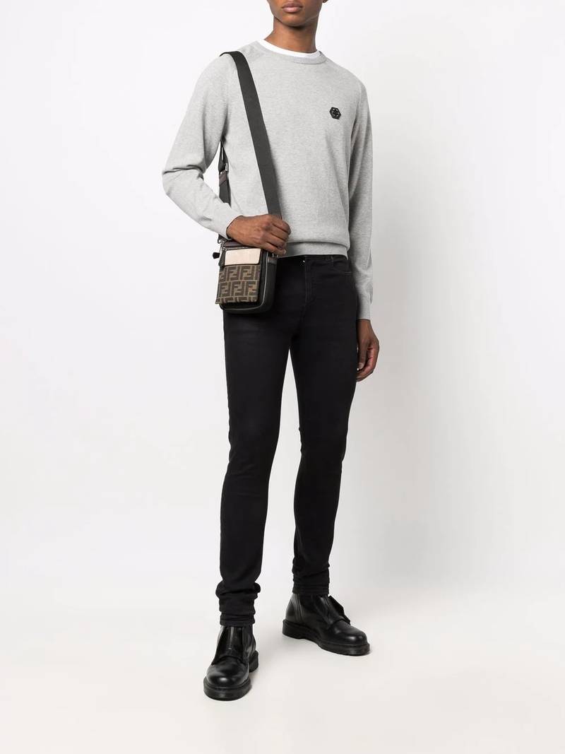 PHILIPP PLEIN logo-patch cotton jumper outlook