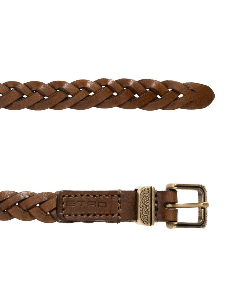 braided detailed-buckle leather belt 3