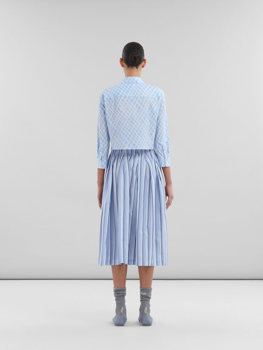 BLUE STRIPED ORGANIC POPLIN ELASTICATED MIDI SKIRT - 3