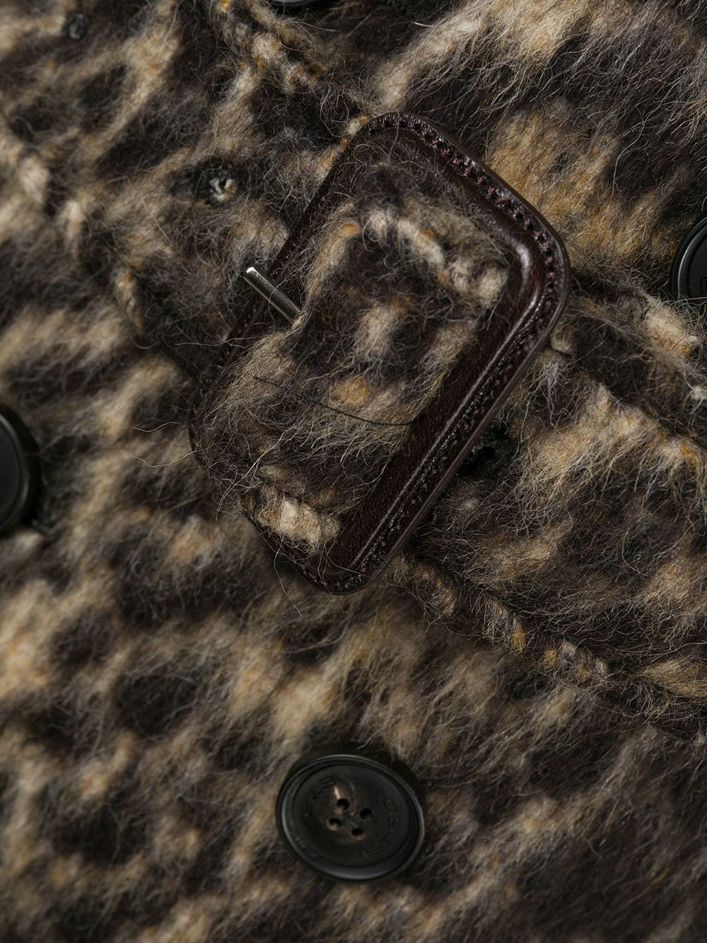 double-breasted leopard print coat - 6