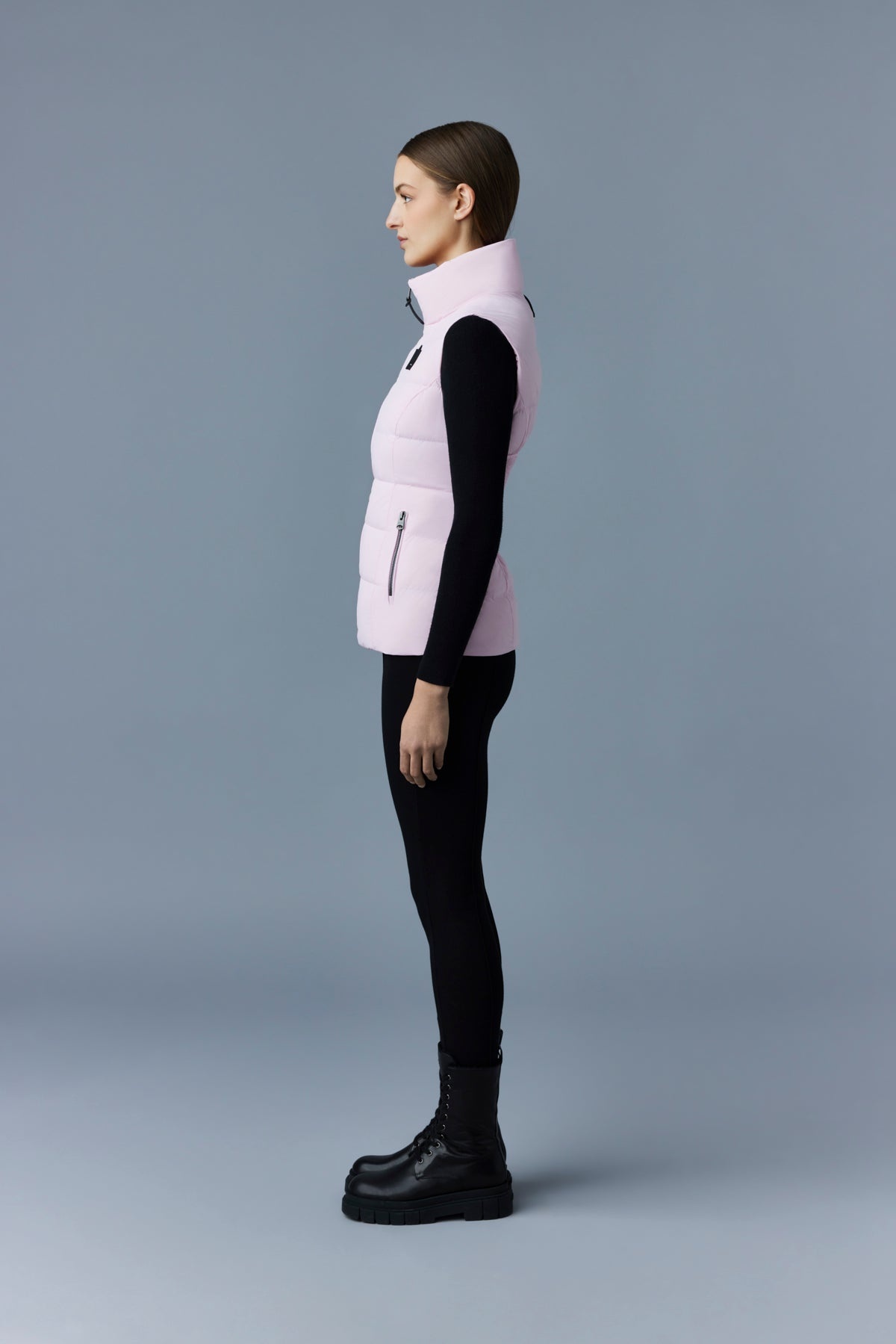 GISELA Stretch light down vest with stand collar - 3