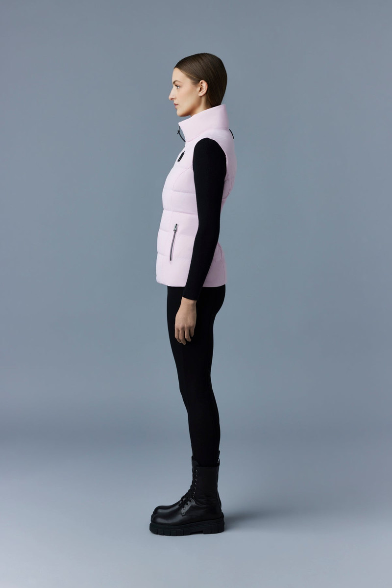 GISELA Stretch light down vest with stand collar 3