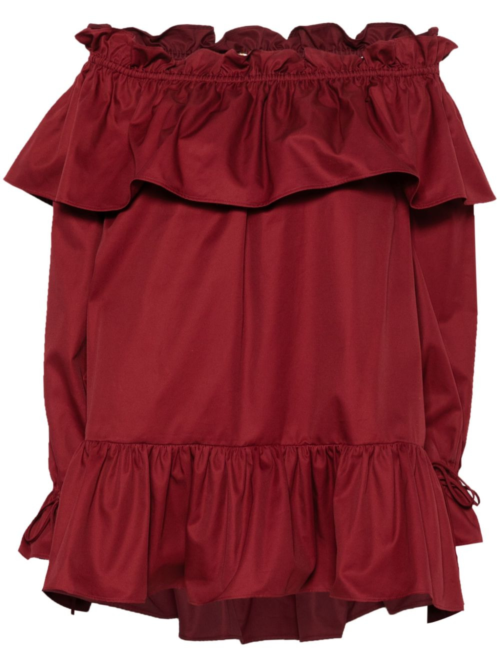 Saint Laurent ruffled cotton mini dress - 1