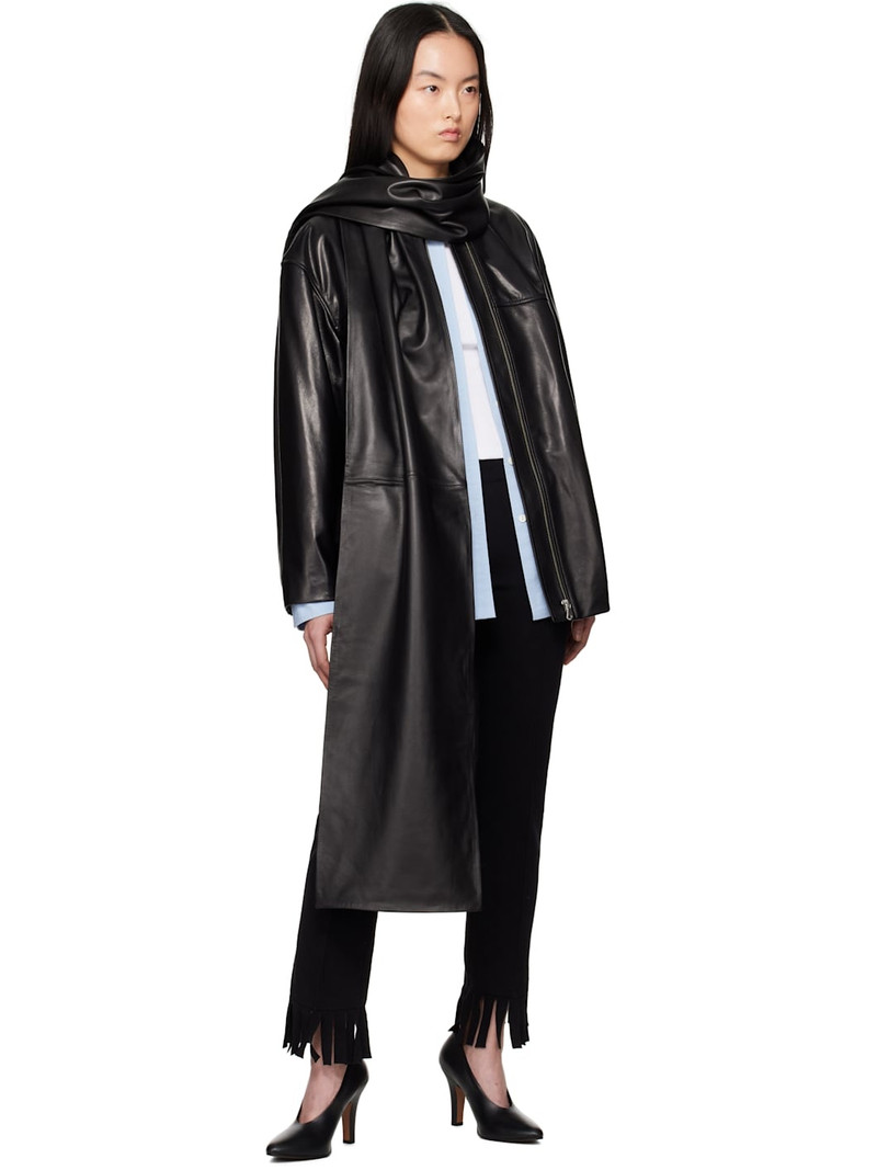 NOUR HAMMOUR Black Esme Leather Scarf outlook