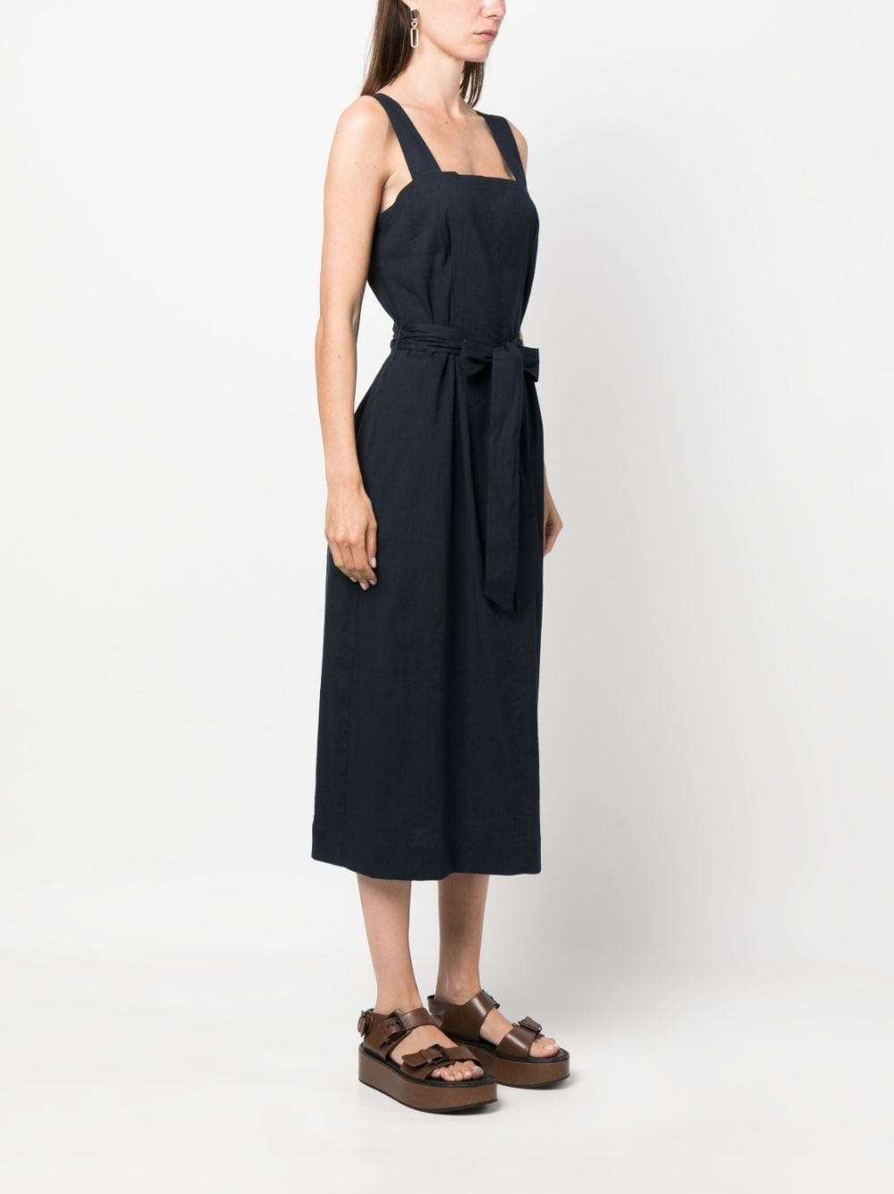 belted square-neck midi dress - 3