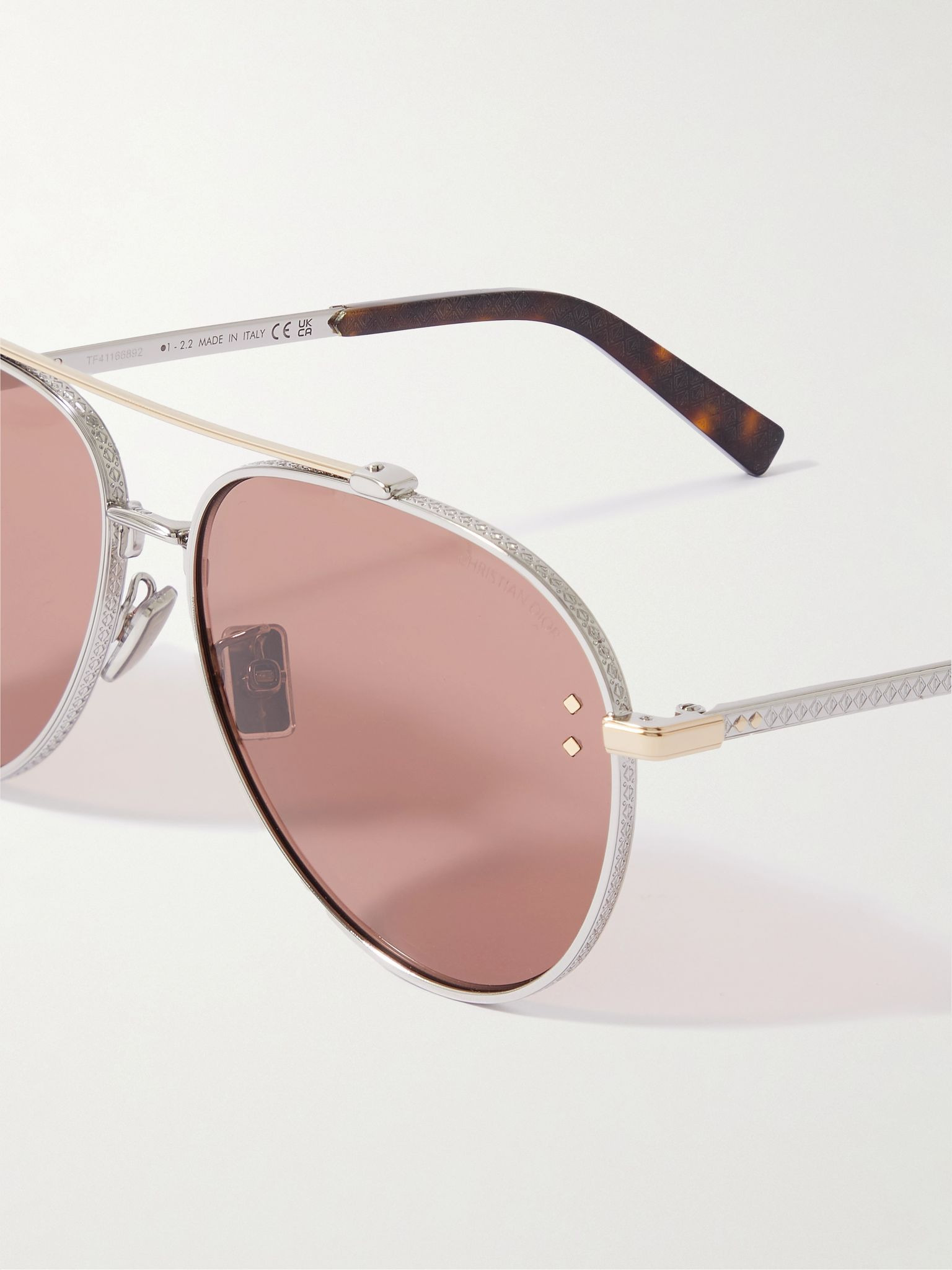 CD Diamond A1U Aviator-Style Silver-Tone and Tortoiseshell Acetate Sunglasses Gold - 3