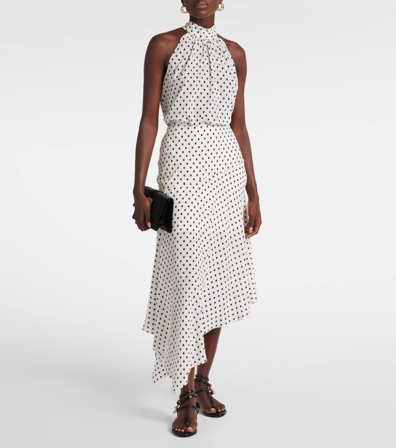 VERONICA BEARD Rosemary polka-dot silk-blend midi skirt outlook
