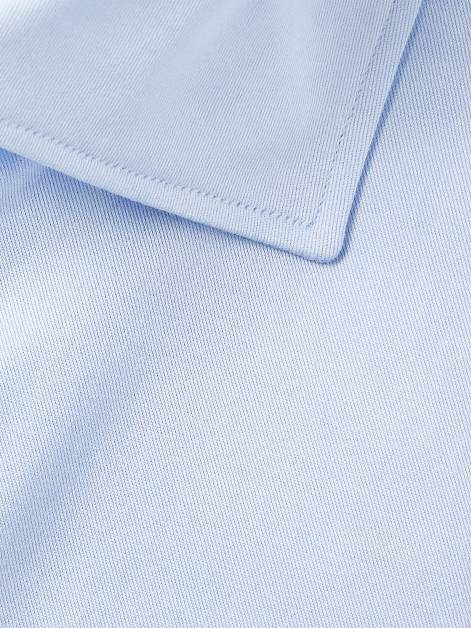 Slim-Fit Cutaway-Collar Striped Cotton Shirt Blue - 4