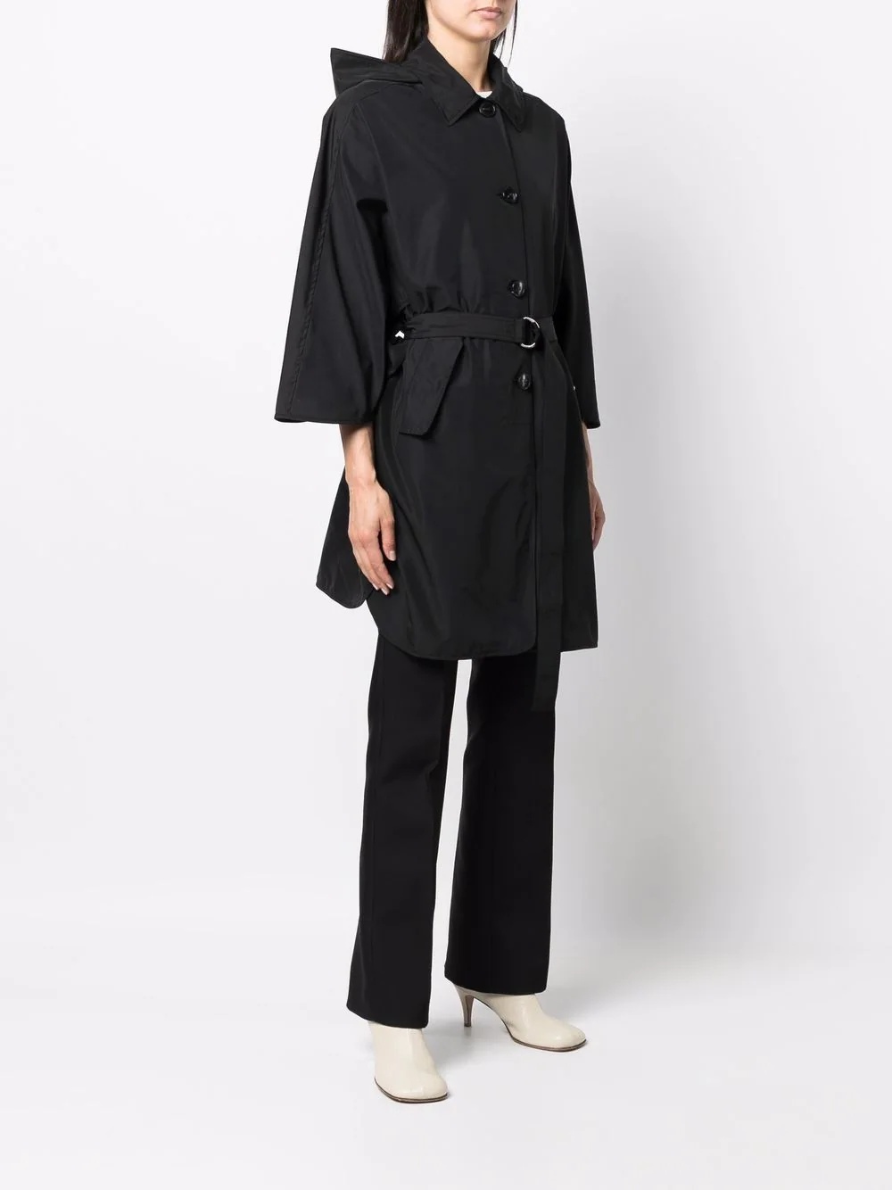 belted-waist hooded coat - 3