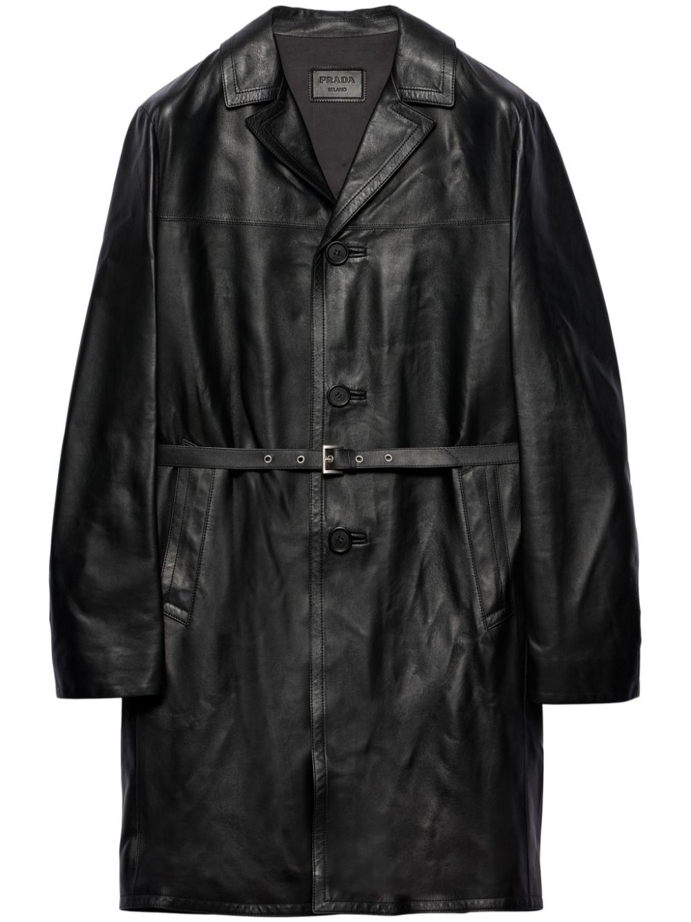 レザージャケット・コート Prada single-breasted shiny nappa coat 0400021748874?wid=600&hei=800&