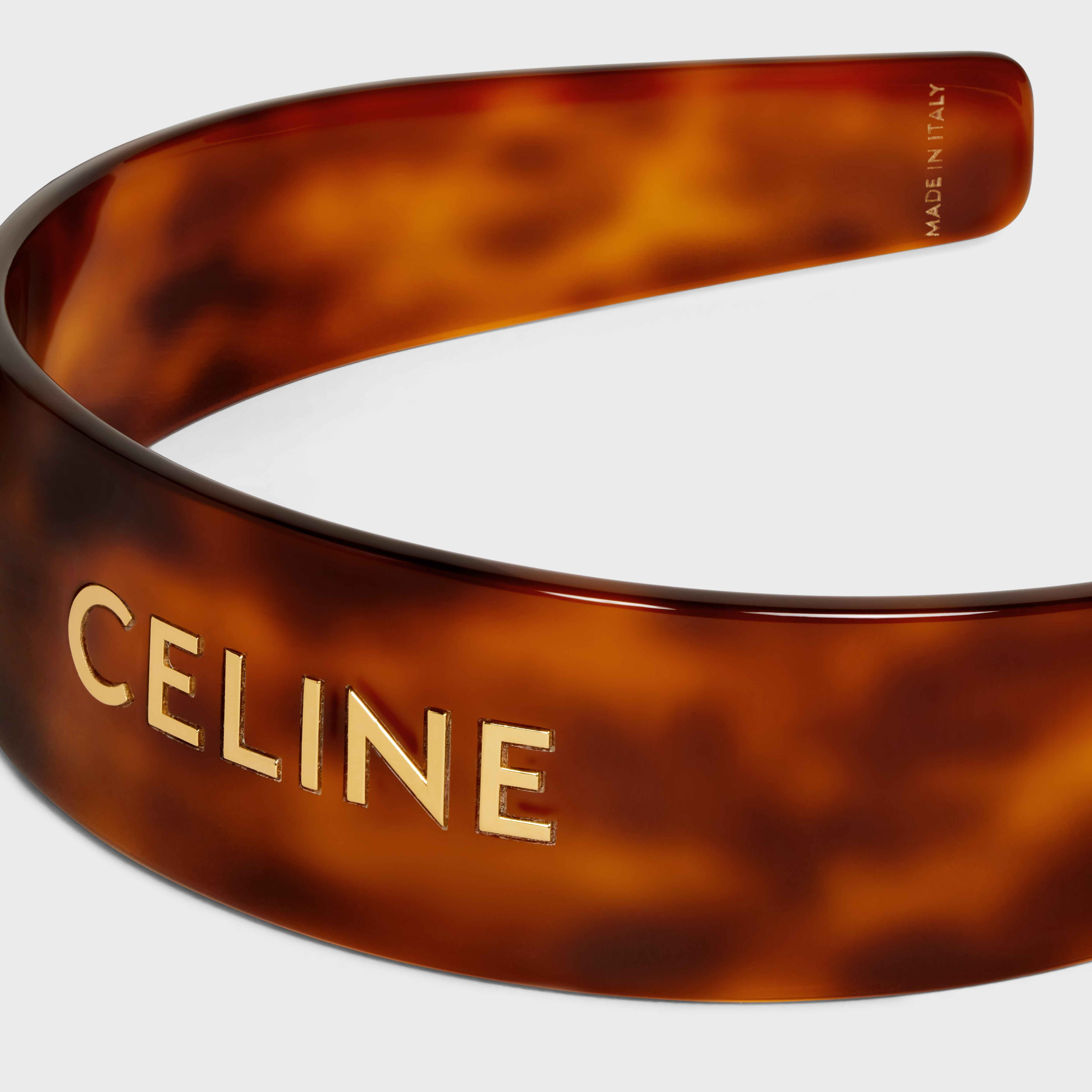 Celine Headband in Blond Havana Acetate and Brass with Gold finish - 3