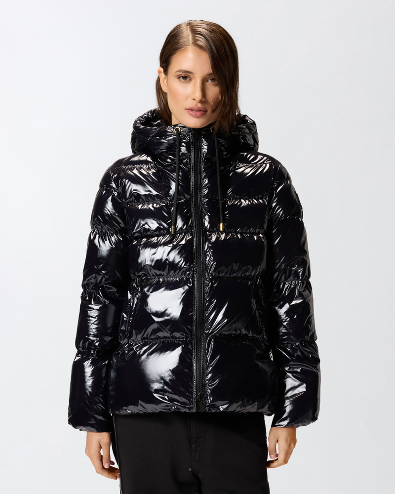 PINKO HOODED CRYSTAL NYLON DOWN JACKET outlook