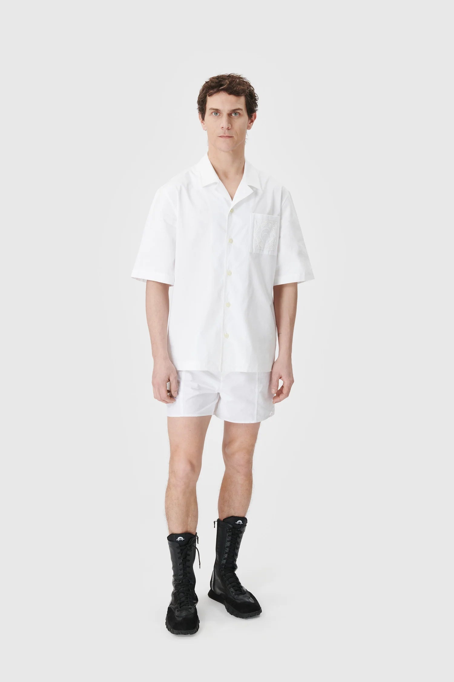 MARINE SERRE Unisex Regenerated Household Linen Bowling Shirt - 1