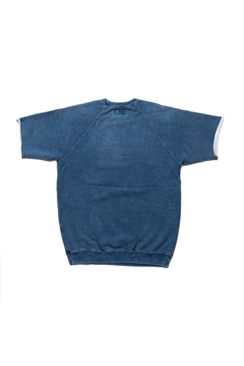 BEAMS PLUS Sweat Short Sleeve Cut-Off - Indigo outlook