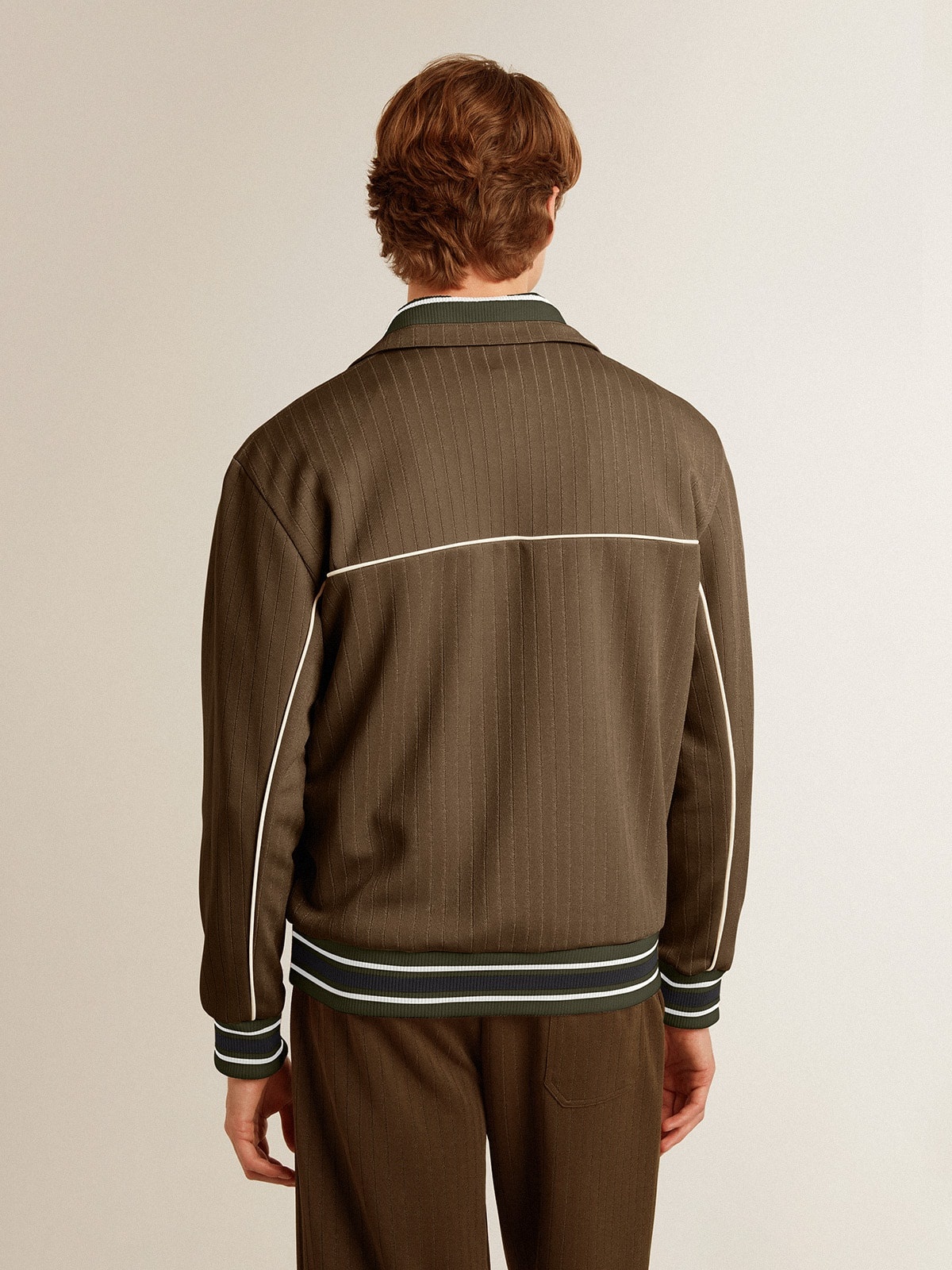 Men’s military green zipped sweatshirt with white logo - 4