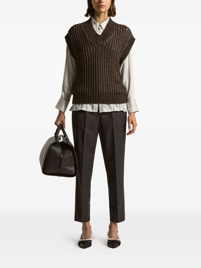 PESERICO metallic-effect V-neck vest outlook