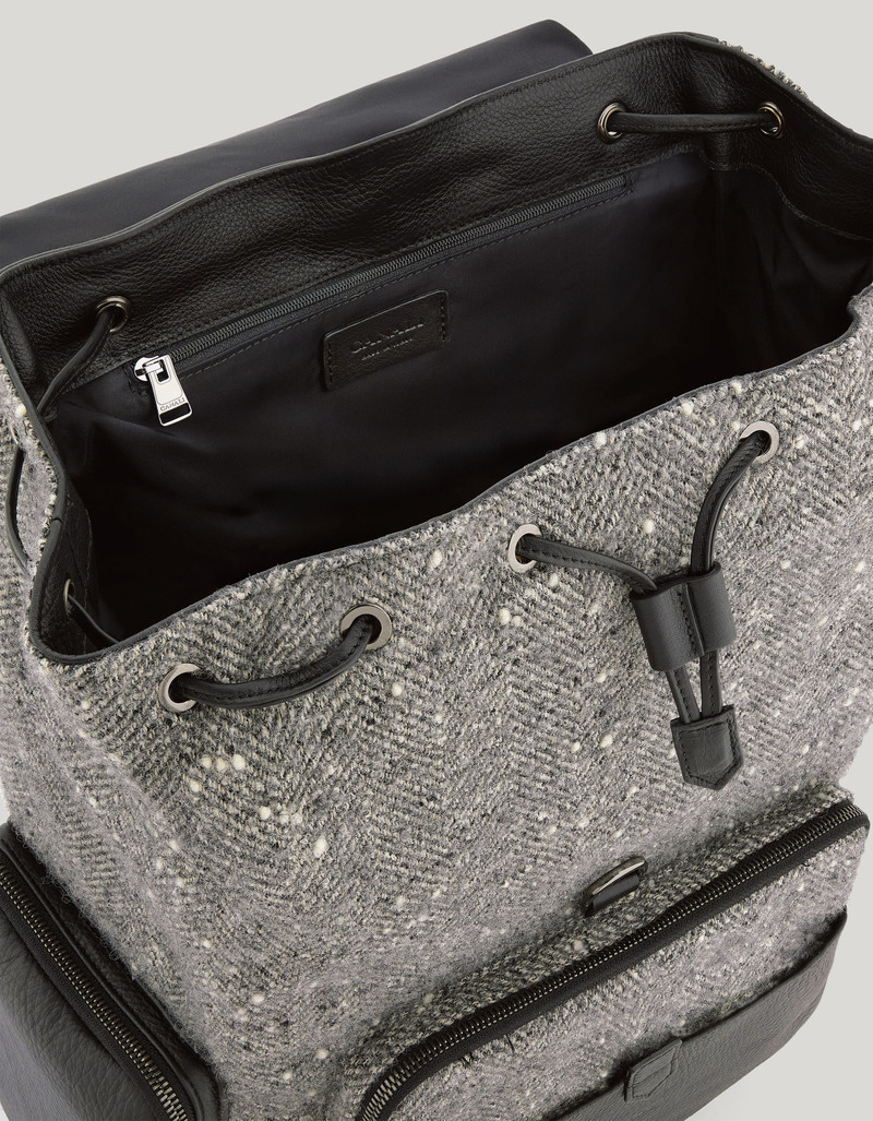 ALPACA WOOL AND HAMMERED CALFSKIN BLEND THREE POCKET BACKPACK 5