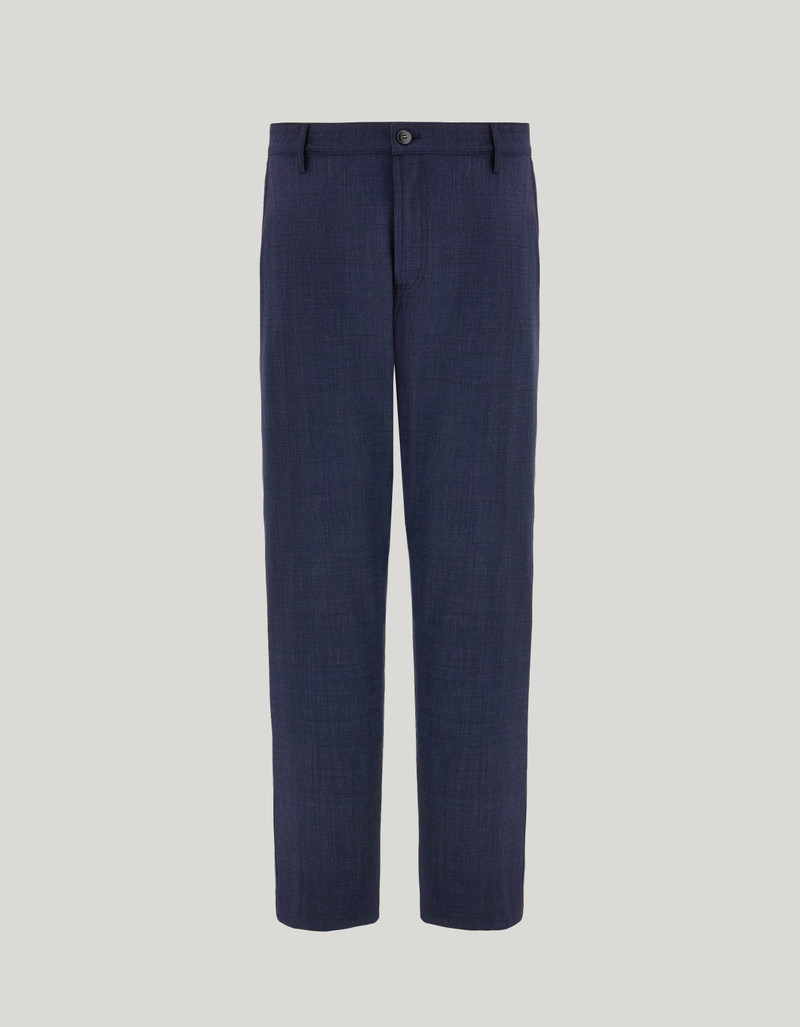 DENIM BLUE TAPERED CHINOS IN COMFORT WOOL 1