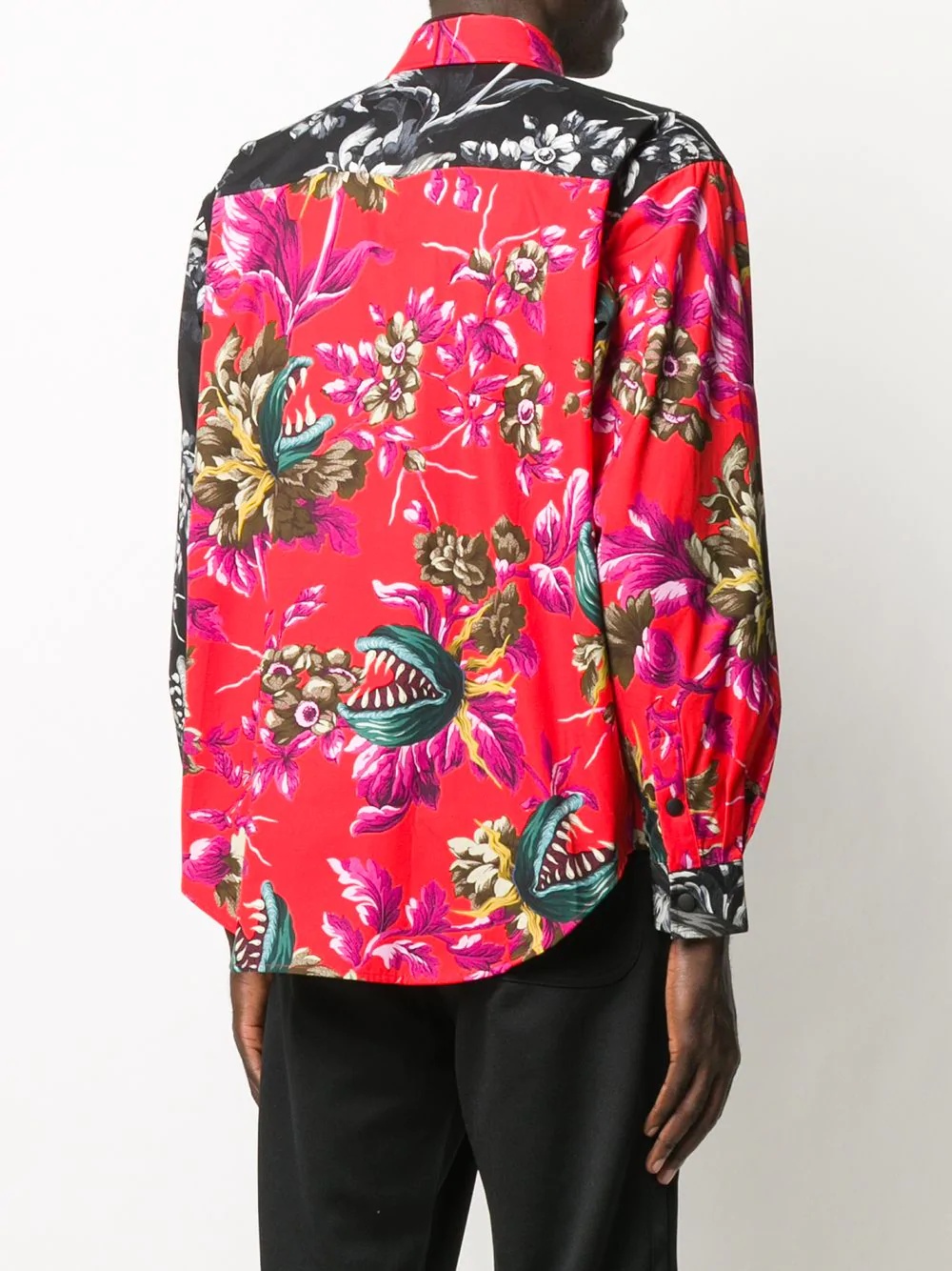 two-tone floral print shirt - 4