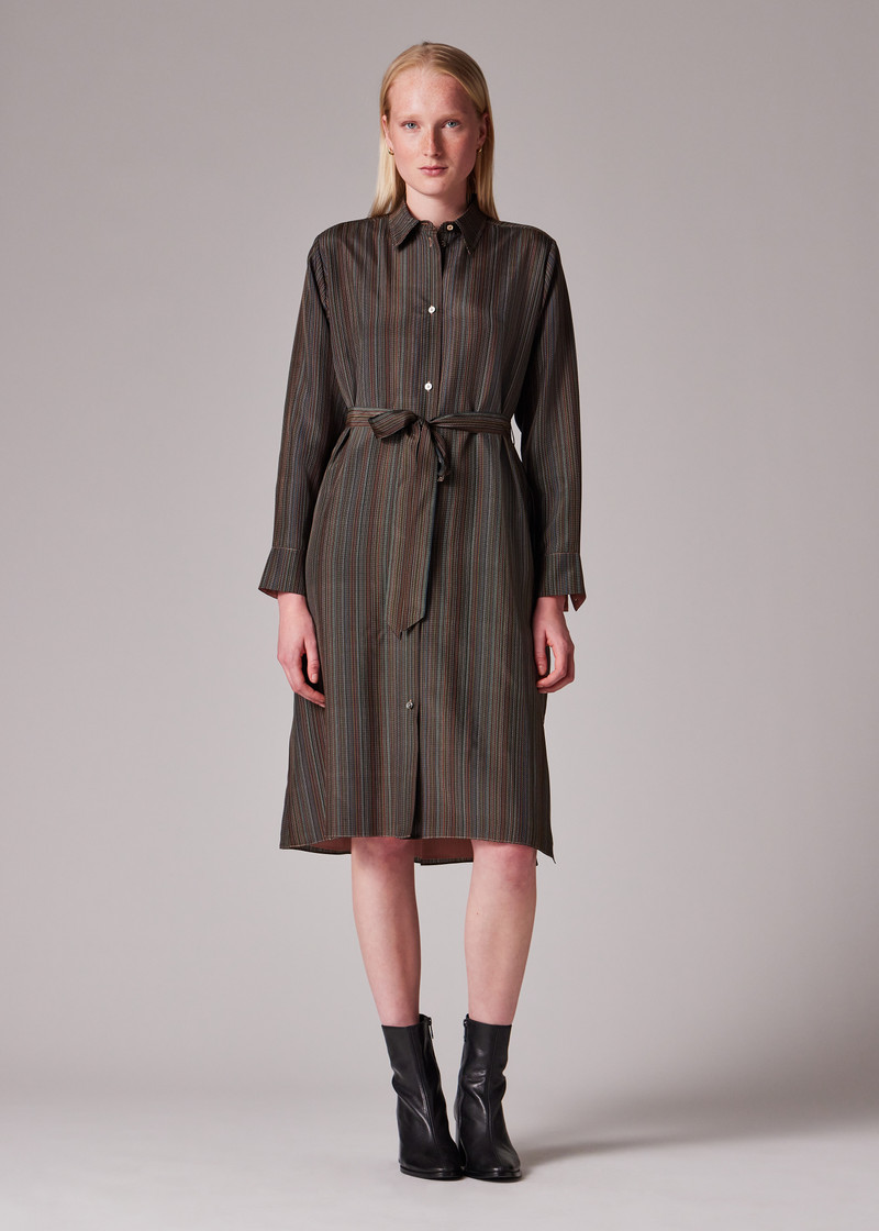 Women's 'Signature Stripe' Micro Check Silk Dress 3