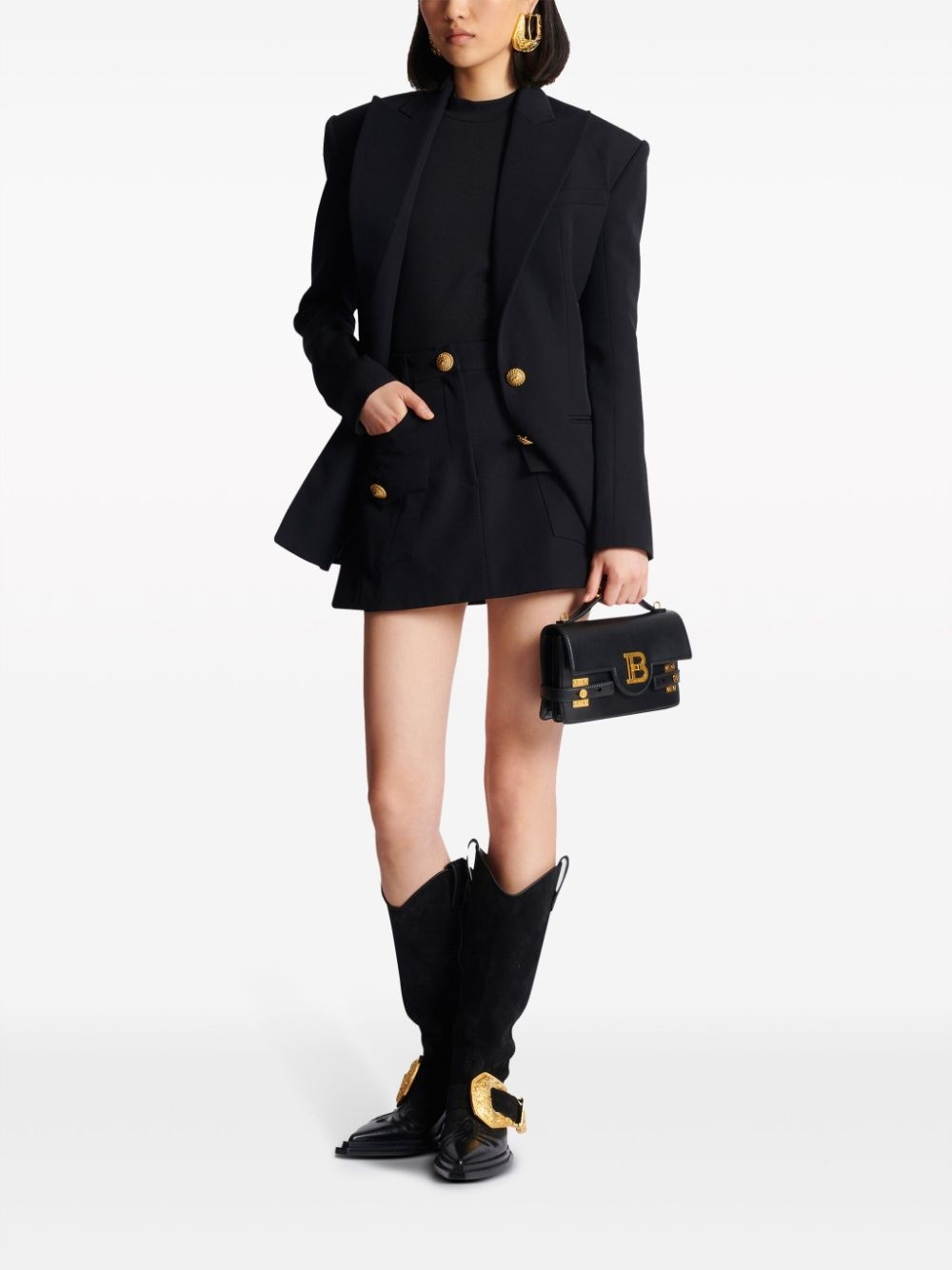 Balmain Buttoned Wool Mini Skirt - 4