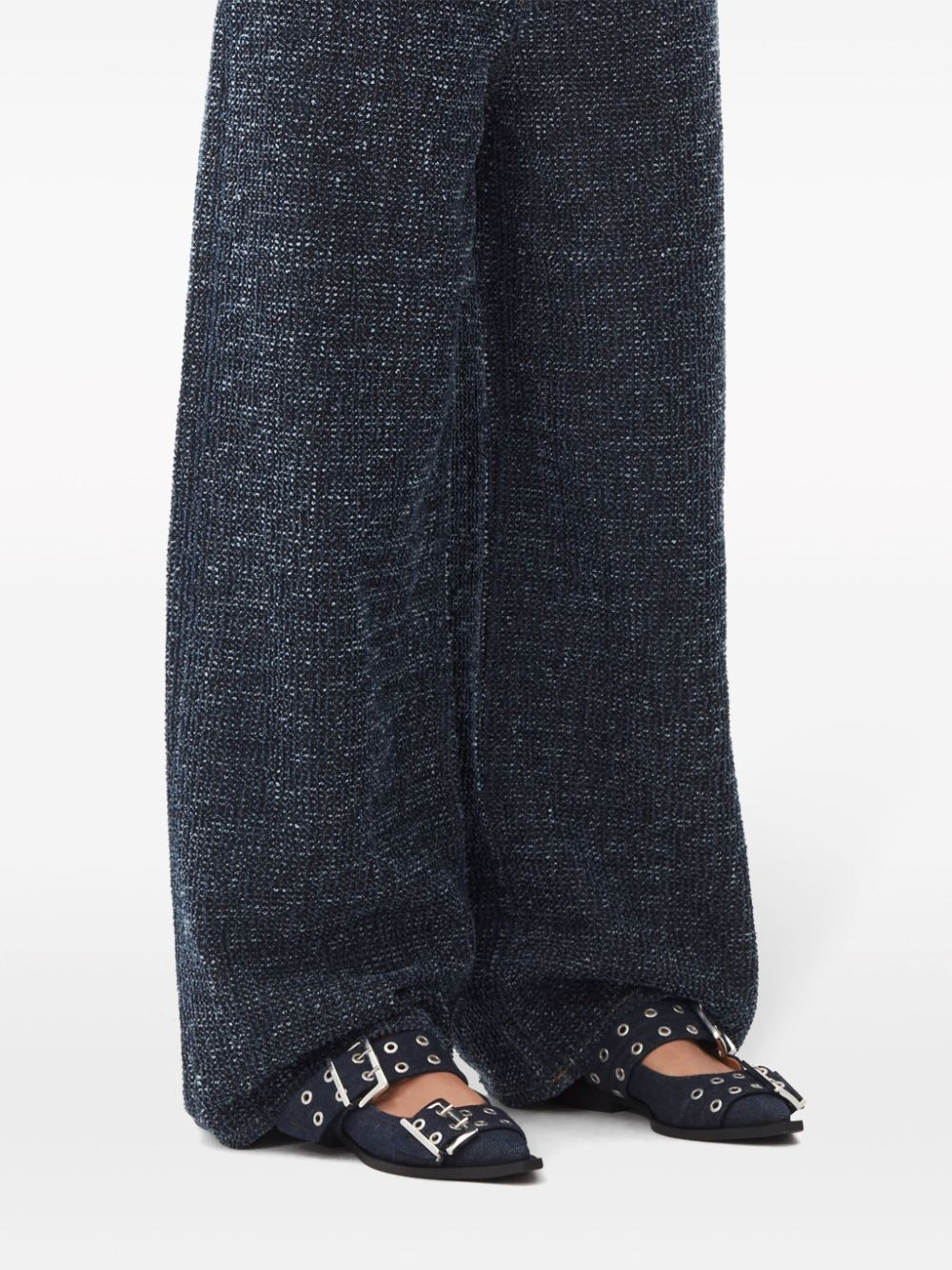GANNI Flat Buckle Denim Slingbacks - 4