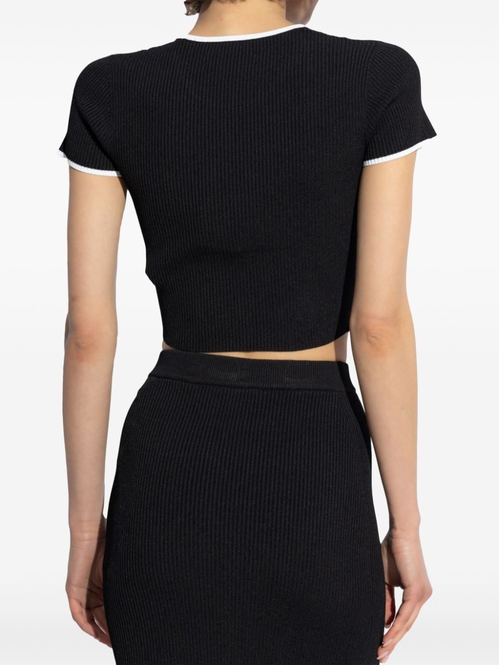 ribbed embroidered logo crop top - 4