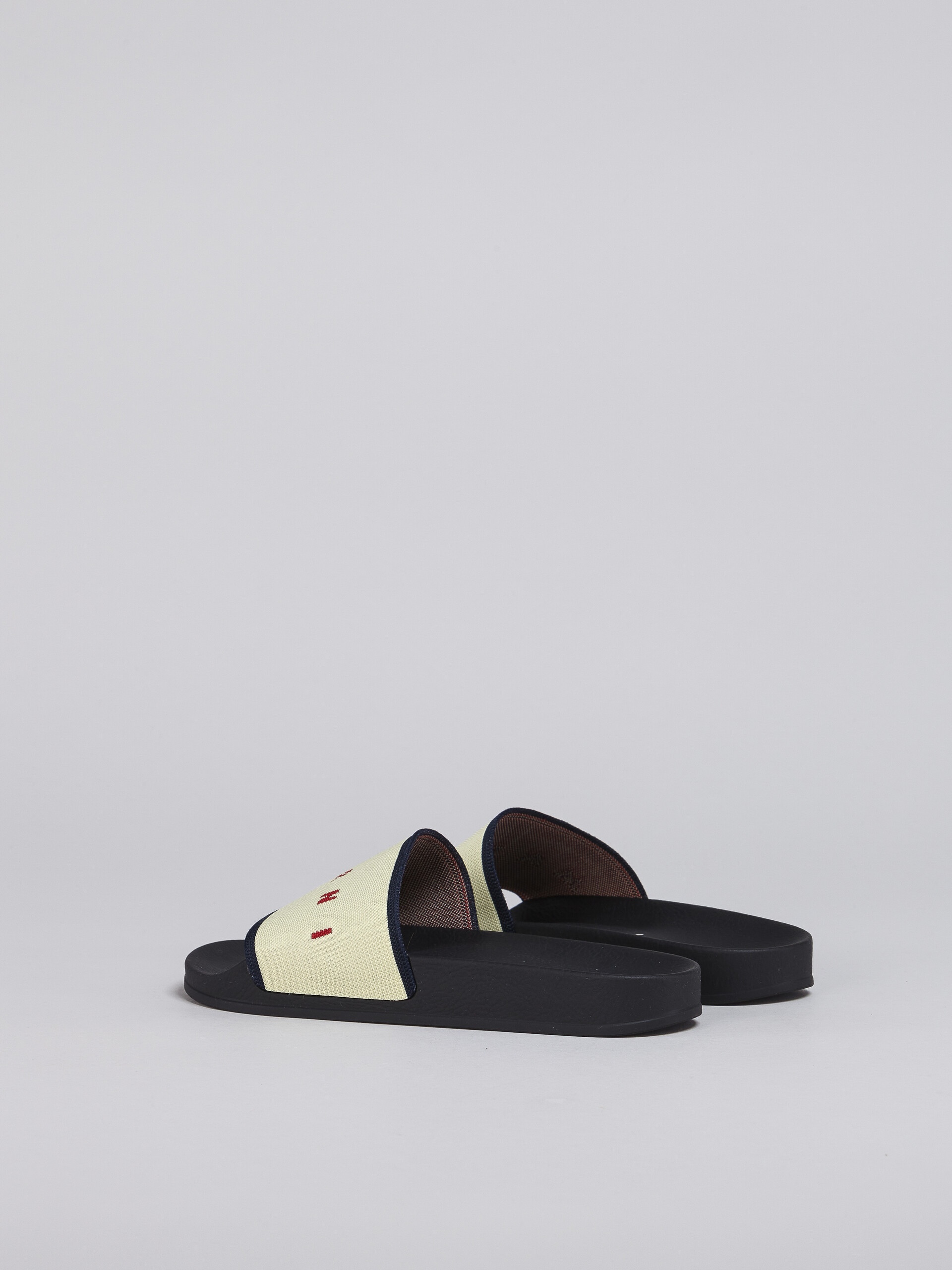 BEIGE AND BLUE STRETCH LOGO JACQUARD SLIDE - 3