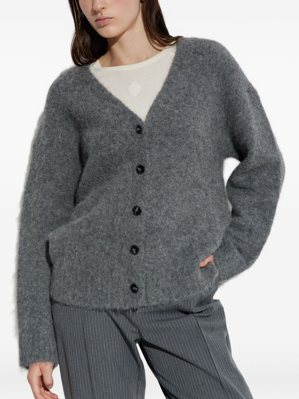 alpaca wool button cardigan - 3