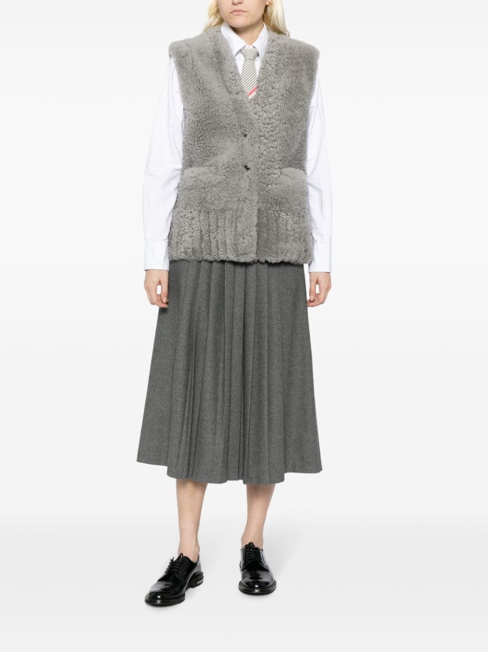 V-neck shearling gilet - 2