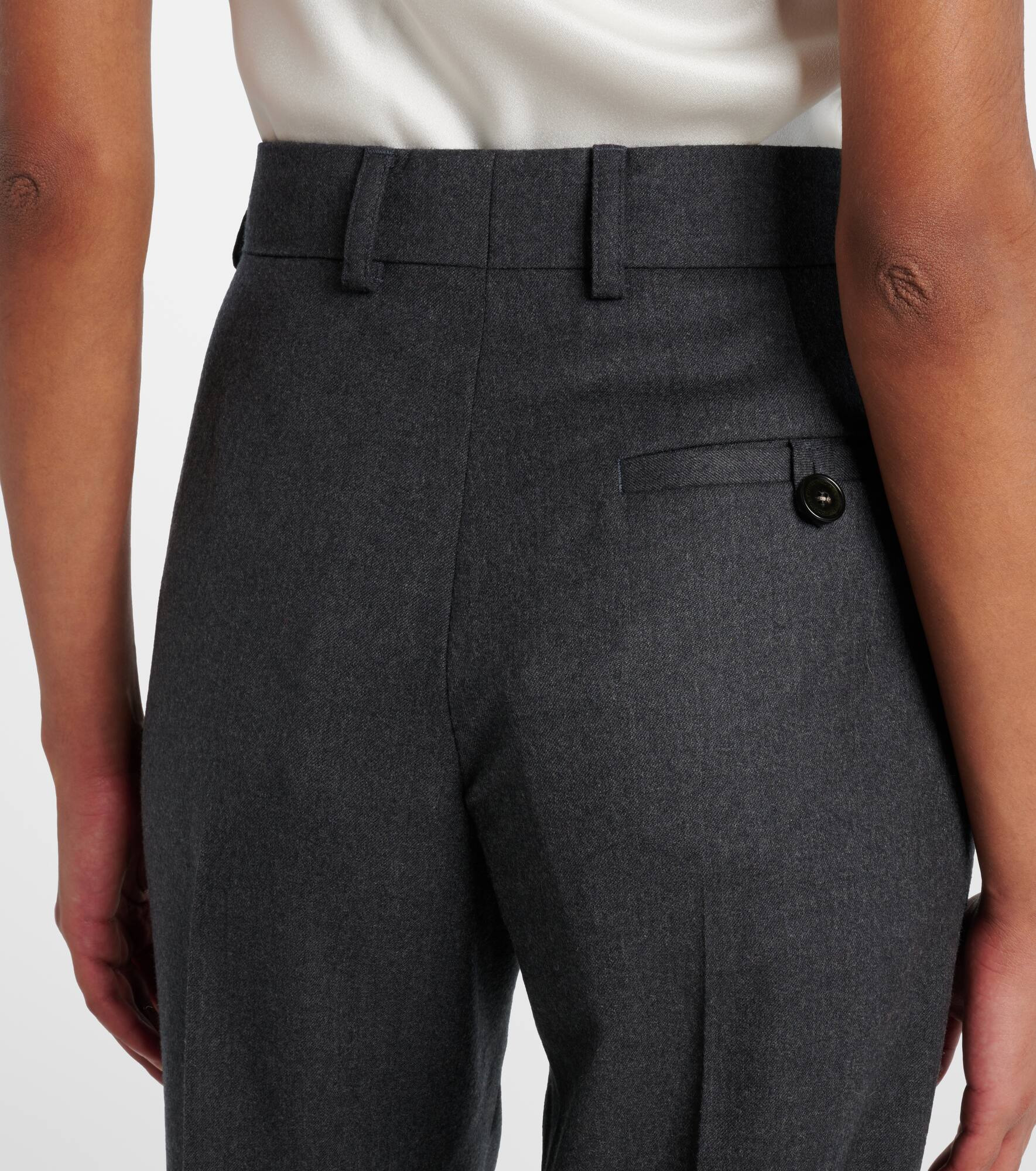 Wool flannel wide-leg pants - 6