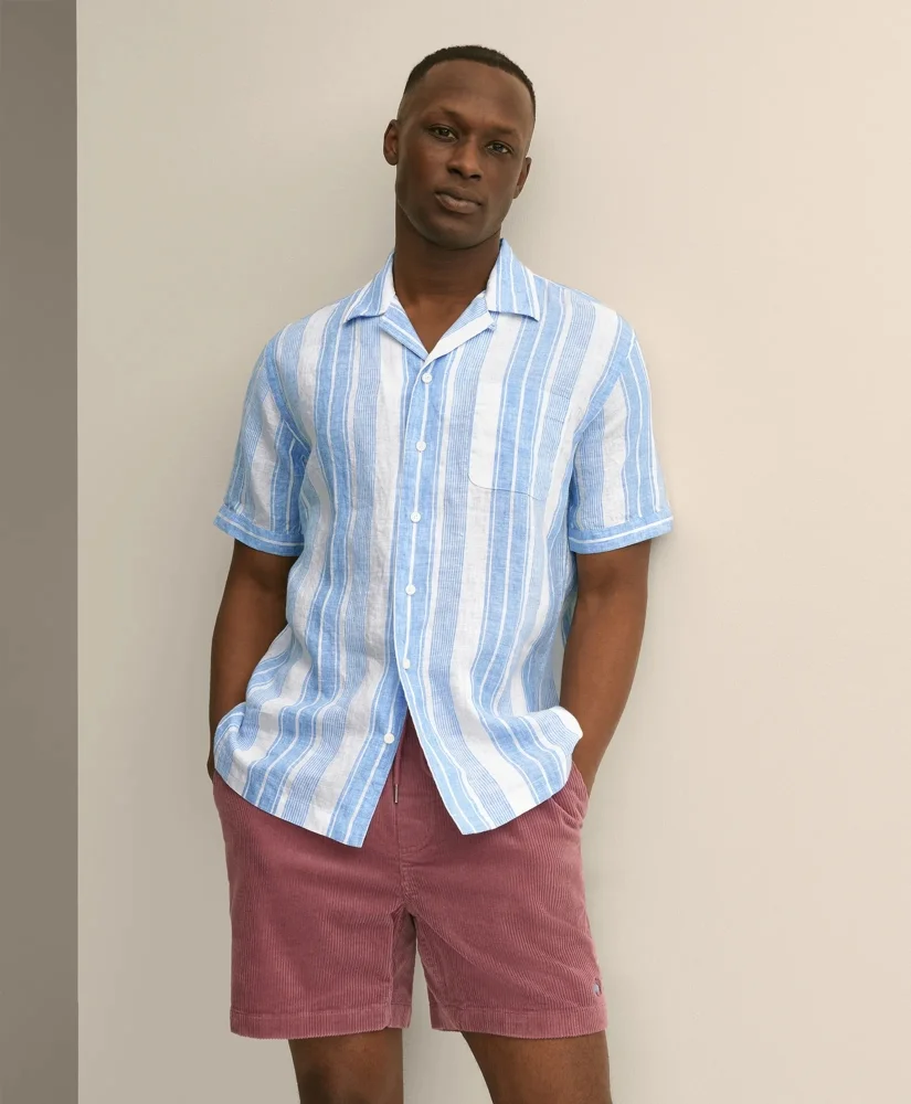 Irish Linen Short-Sleeve Camp Collar Sport Shirt - 1