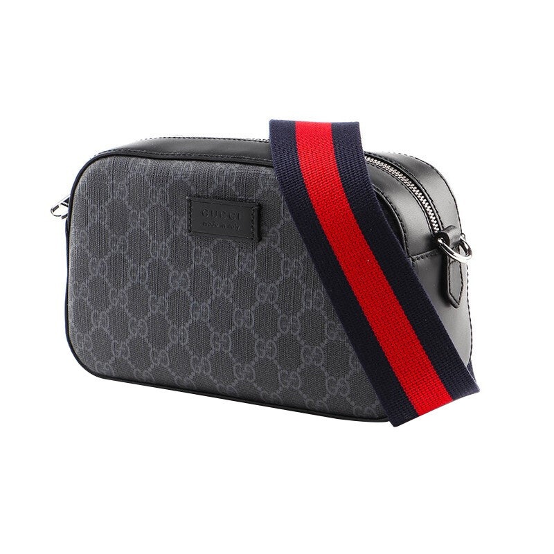 Gucci Logo Stripe Webbing Leather Shoulder Bag 'Black Red' 574886-K5RLN-1095 - 2