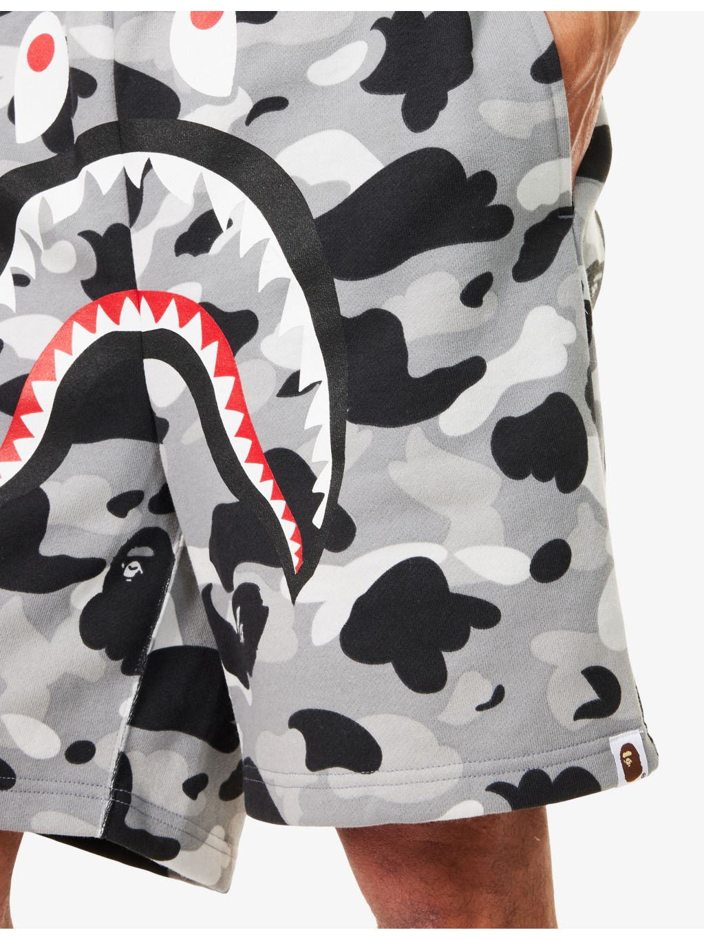 Camo Shark Printed Cotton Sweat Shorts - 5