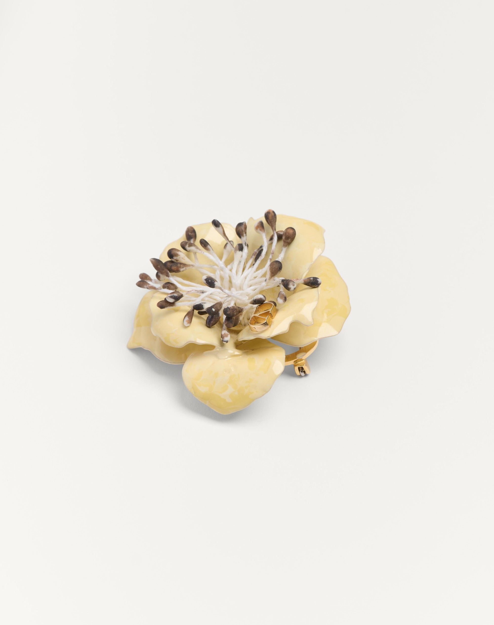 VALENTINO GARAVANI FLEUR LUMINEUSE BROOCH IN METAL, ENAMEL AND FABRIC - 2